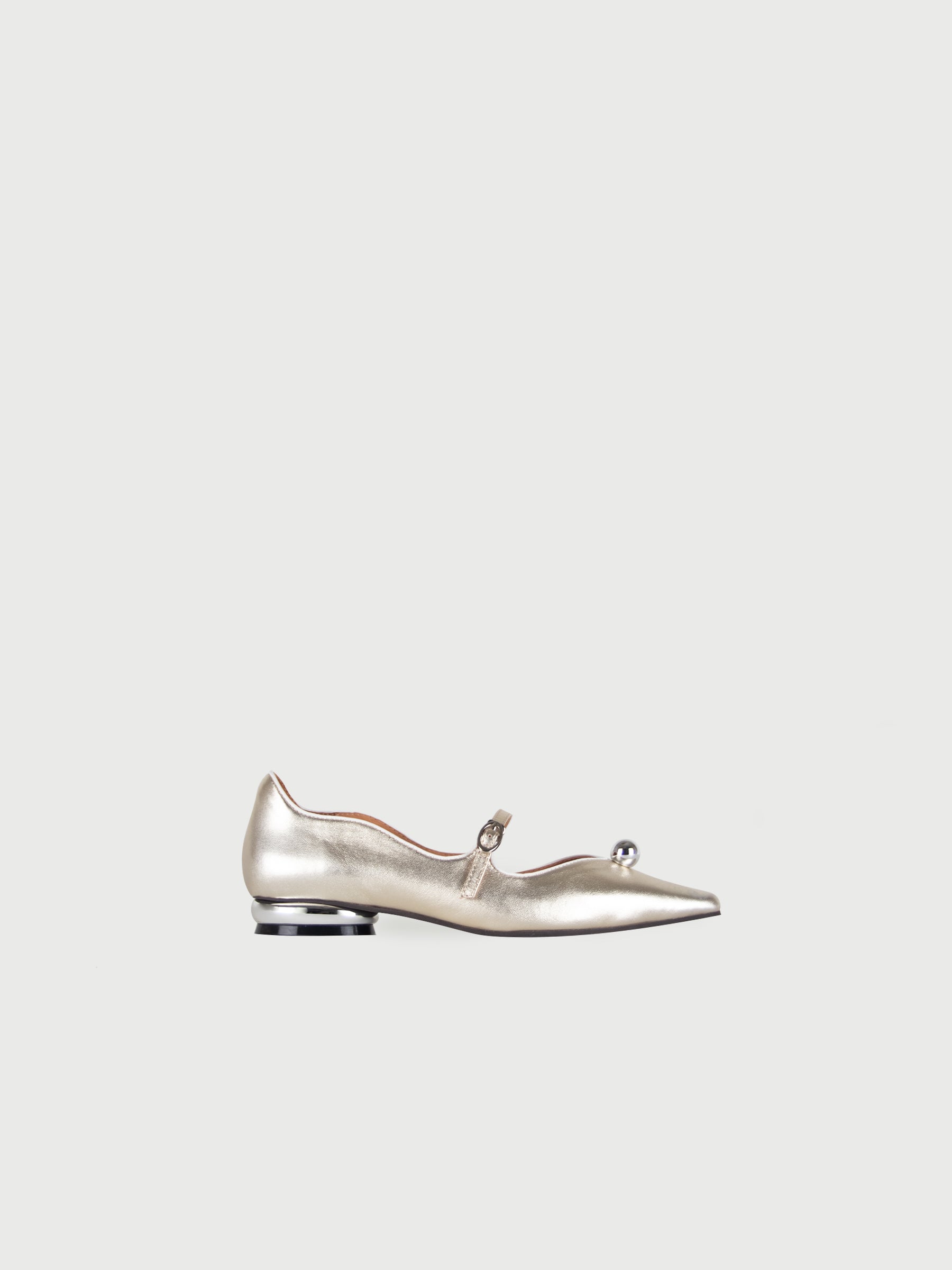 Aubrey 𖠁 Square Pointed Toe Metal Bubble Mary Jane Flats