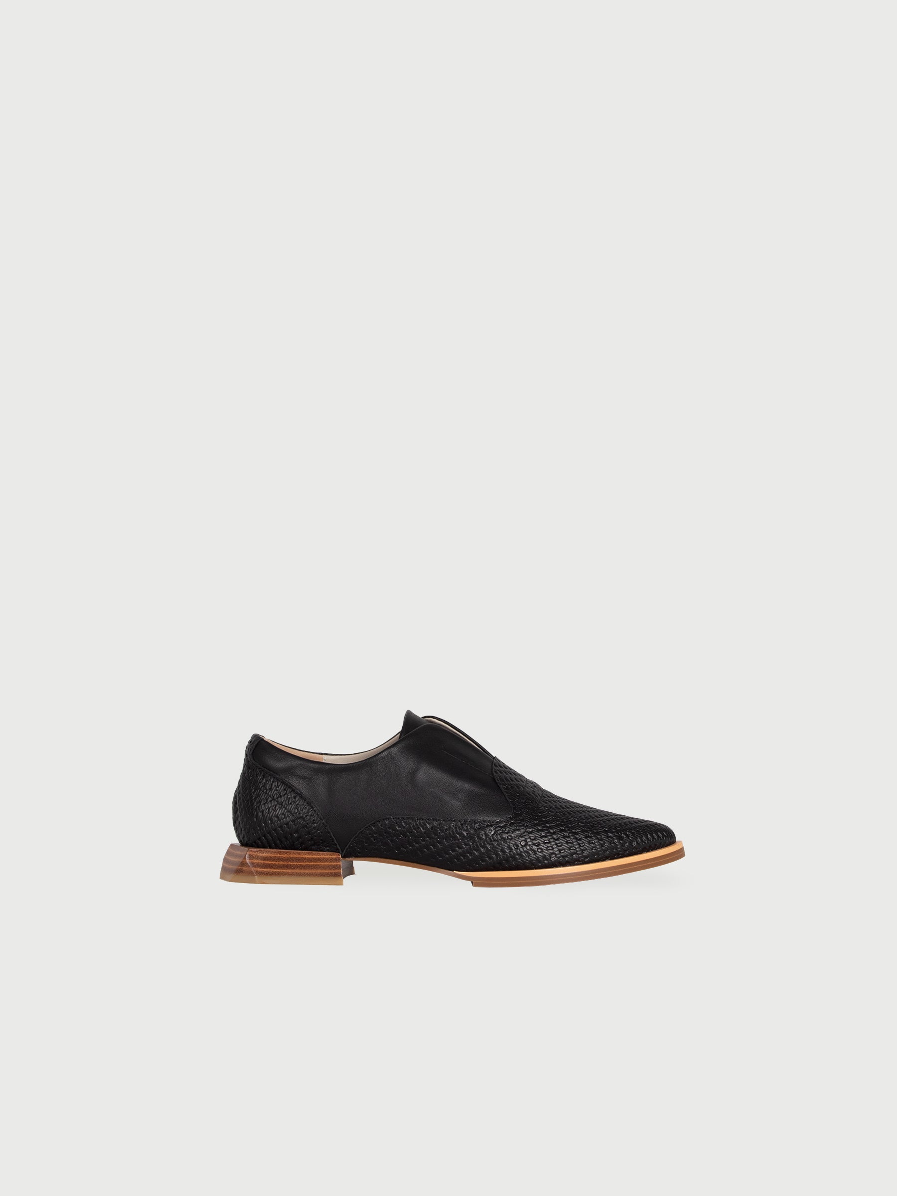 Mixed-Leather Almond Loafers