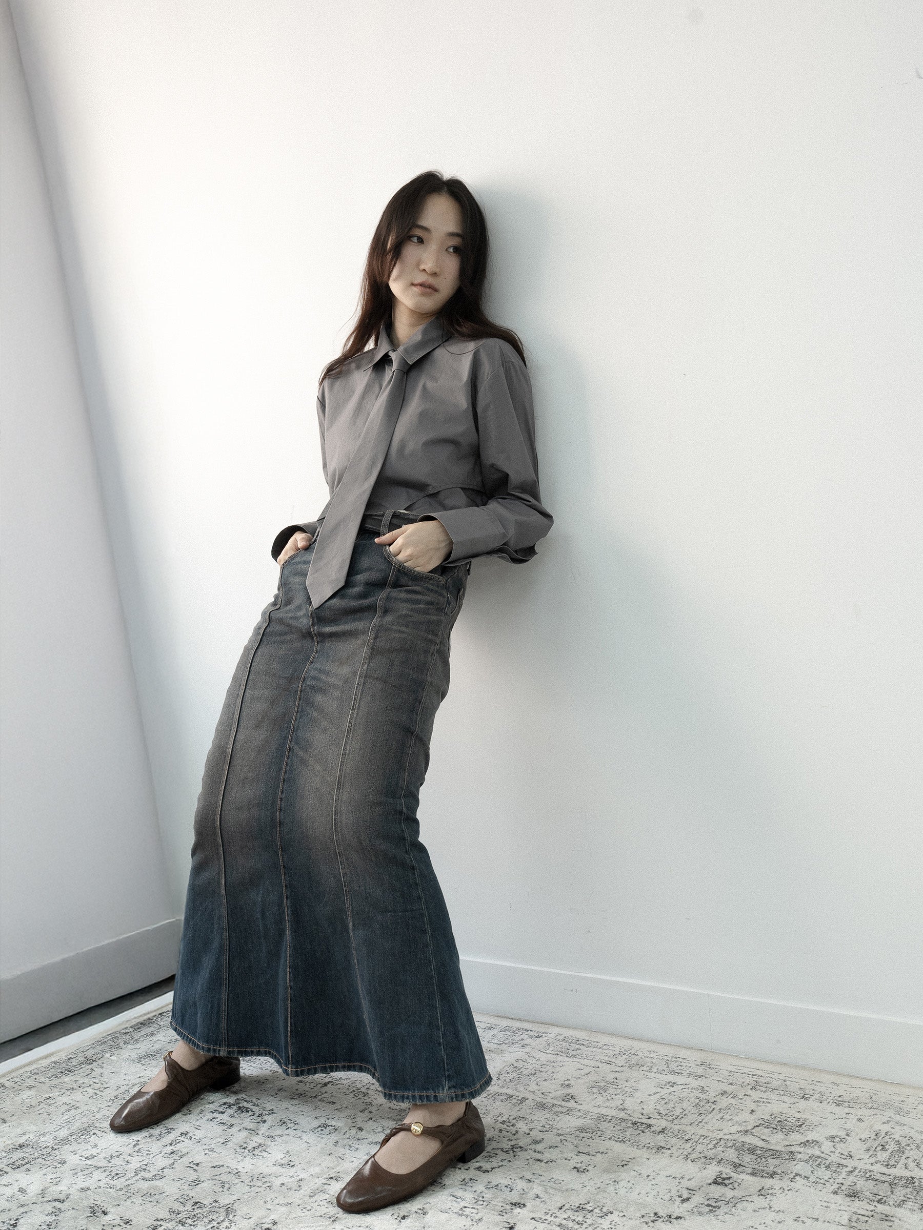 Eileen|| Round Toe Gold Bead Embellished Leather Flats