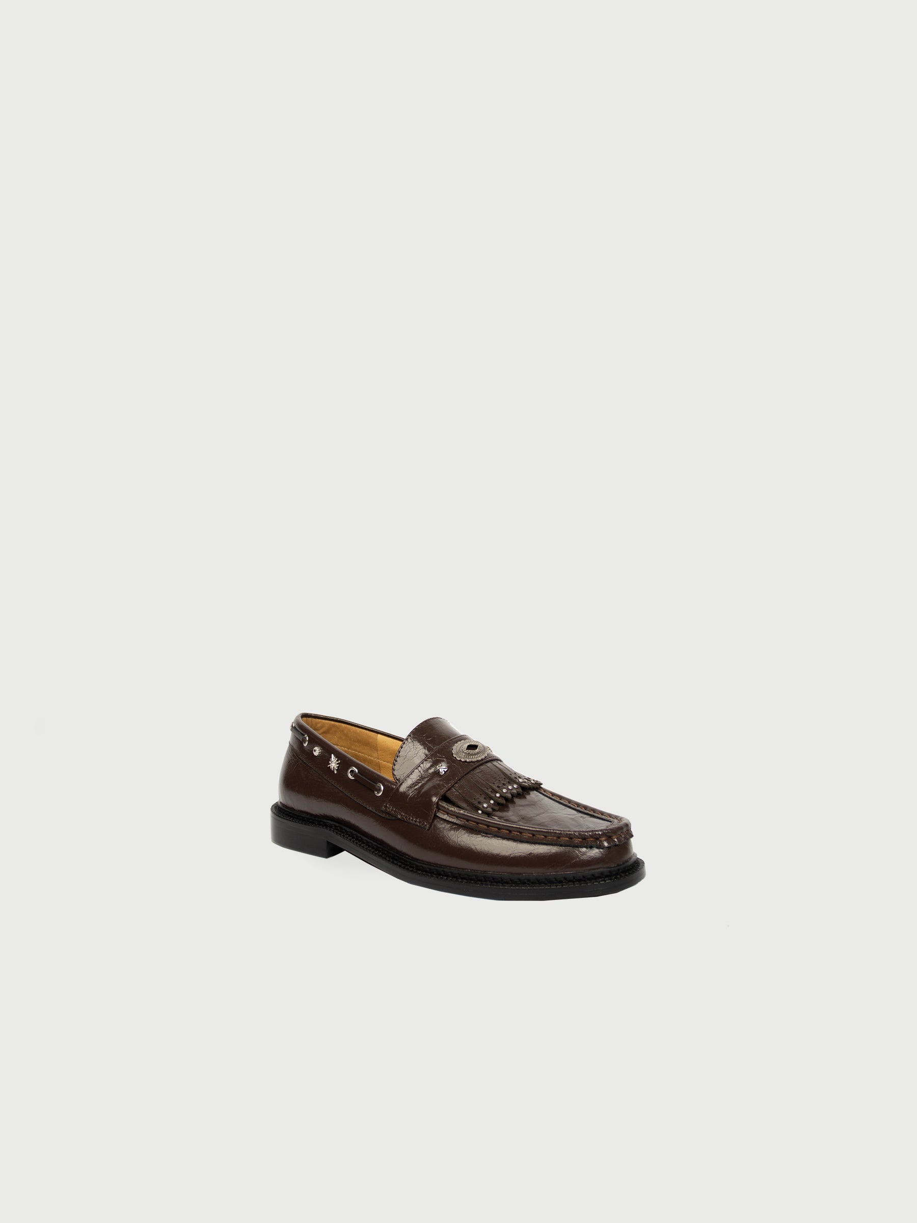 Eleby 𝄢 Laser-Cut Stud-Embellished Penny Loafer