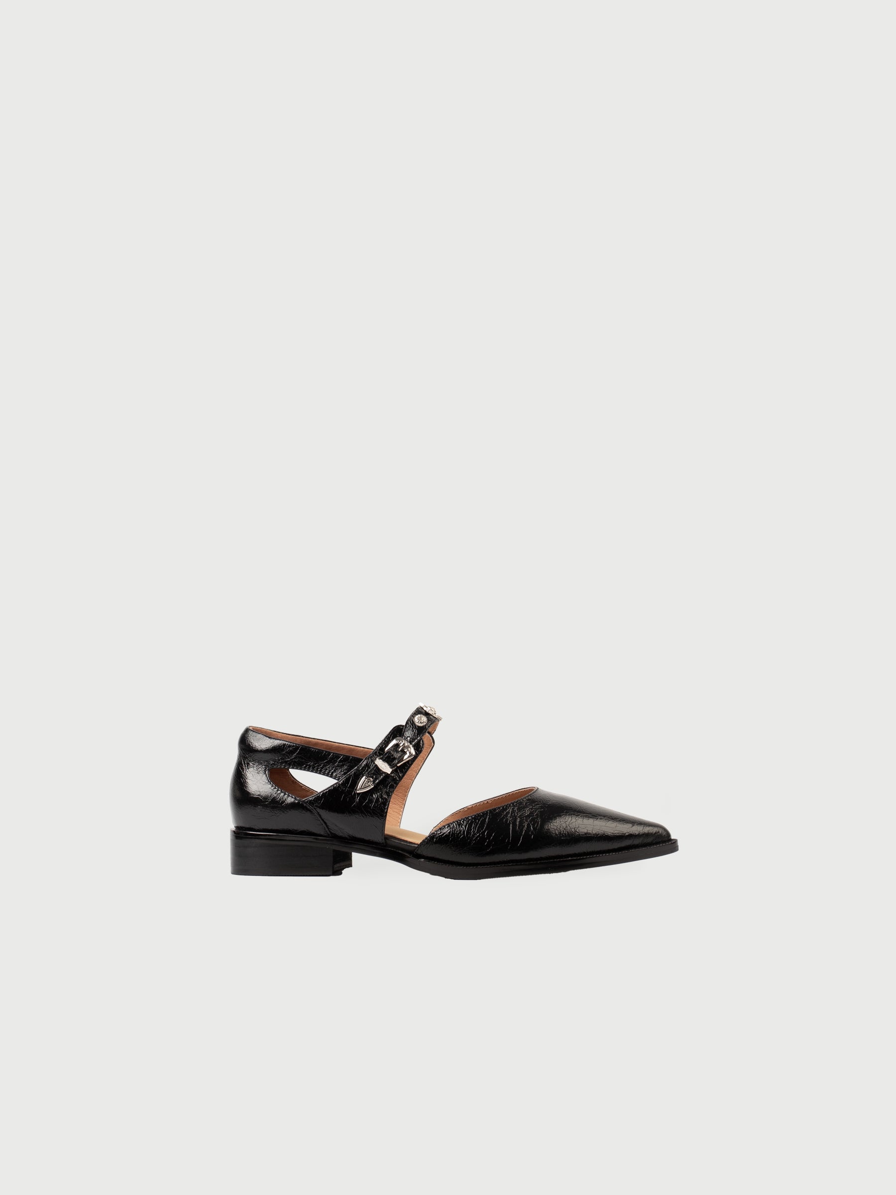 Zora・Pointed Toe Stud-Embellished Strap Low Heel