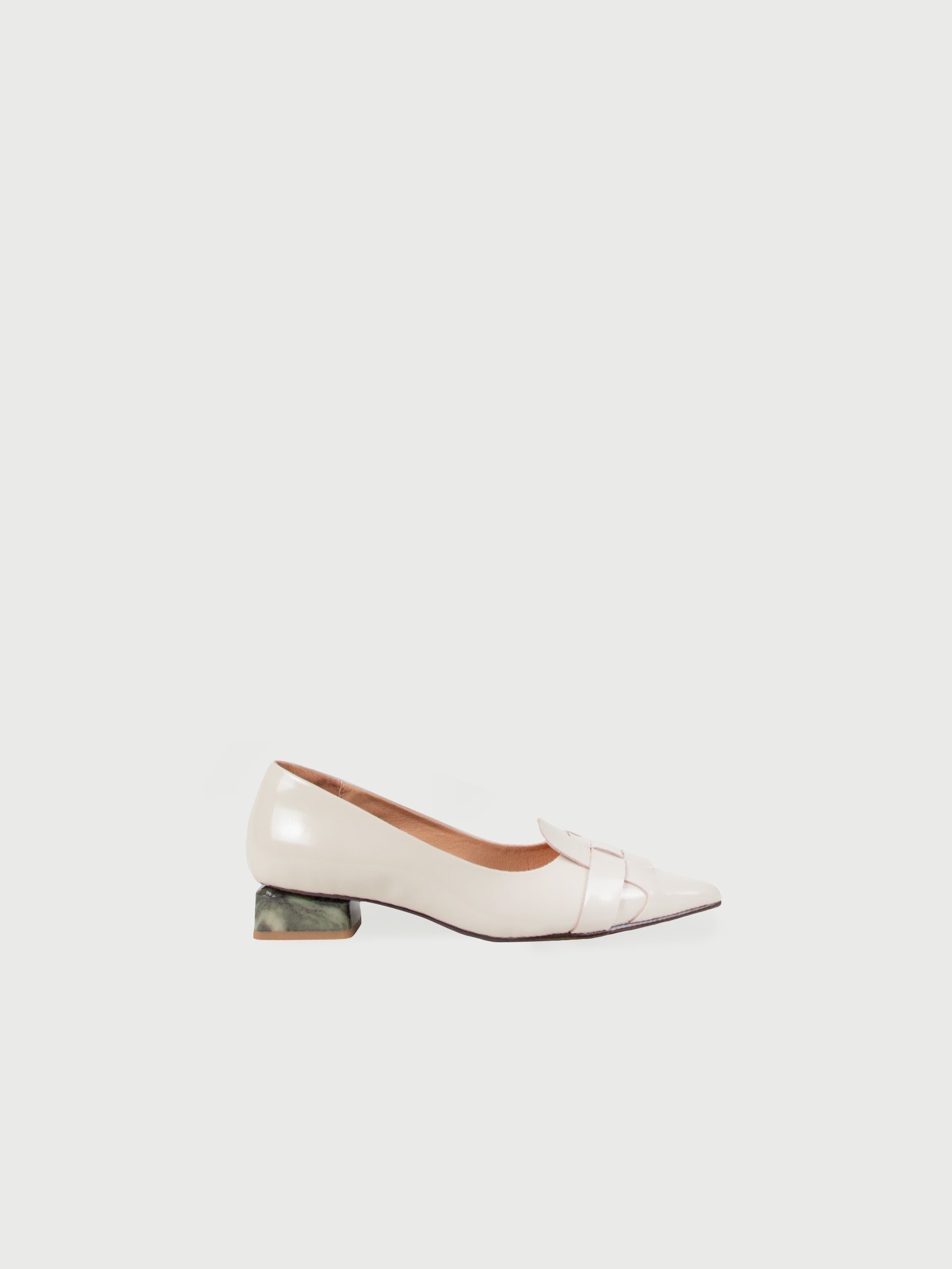 Ava .Pointed Film-Coated Marble Pumps