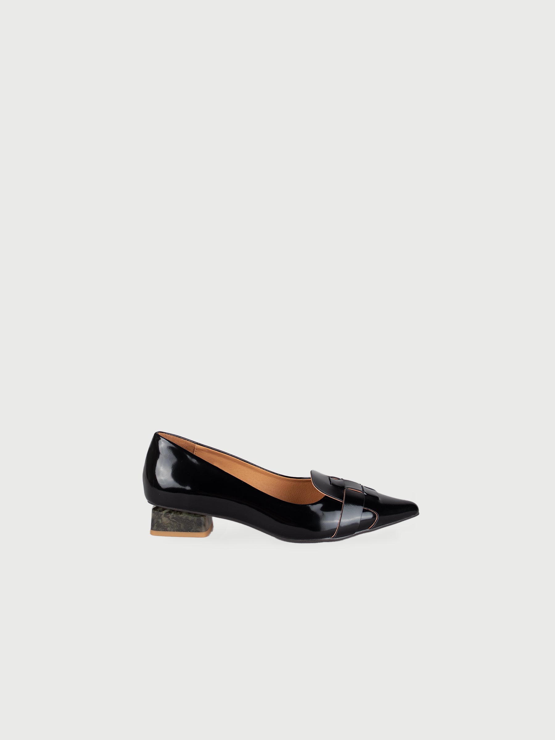 Ava .Pointed Film-Coated Marble Pumps