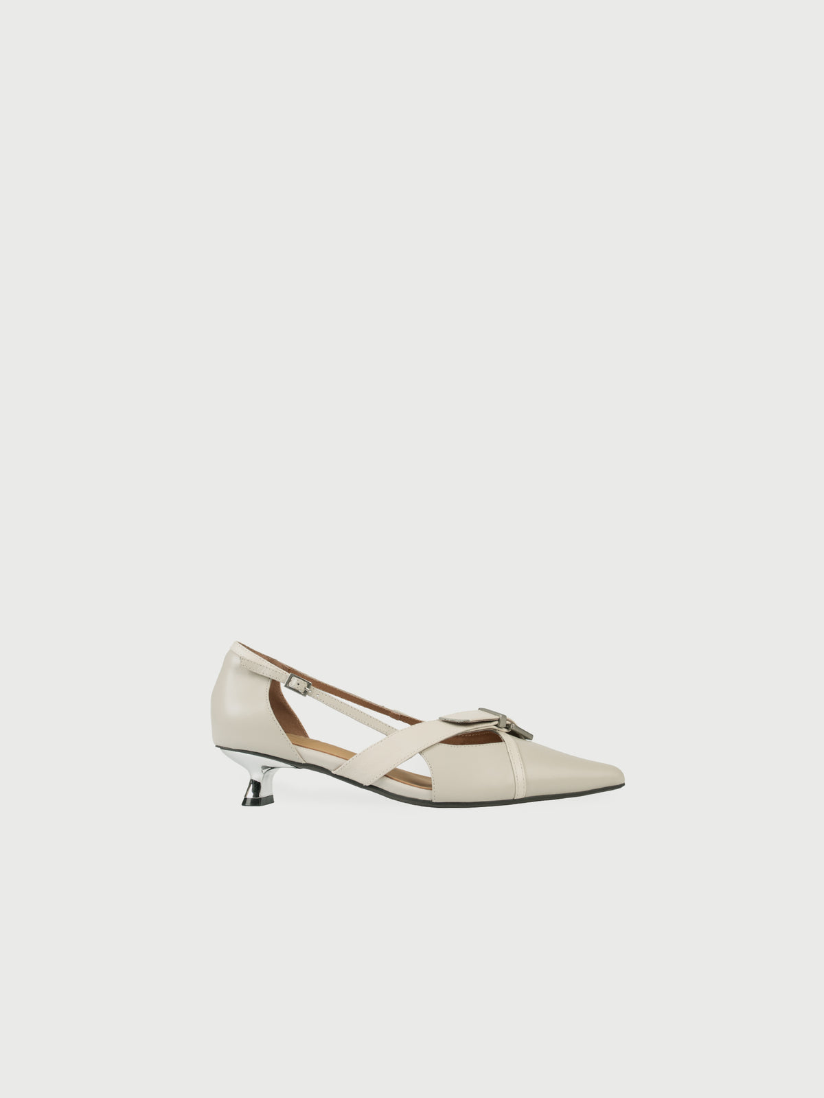 Vesper・Pointed-Toe Cross-Strap Buckle Pumps