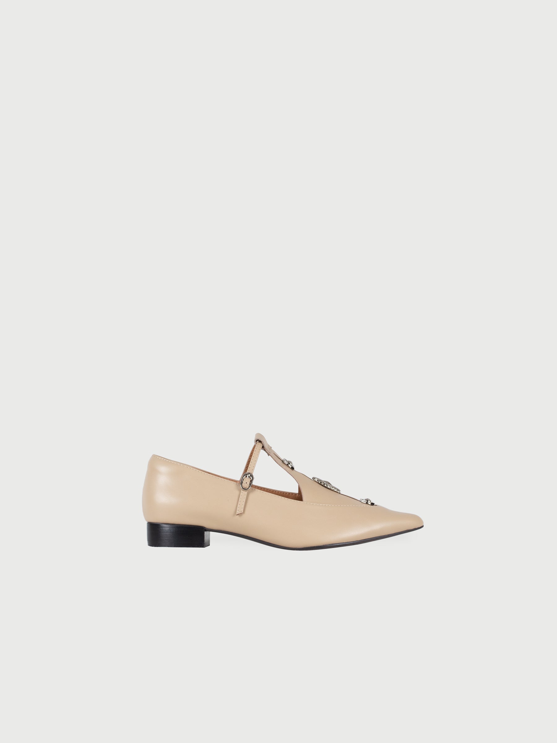 Alicent | Pointed Toe Metal Pierce Mary Jane Flats