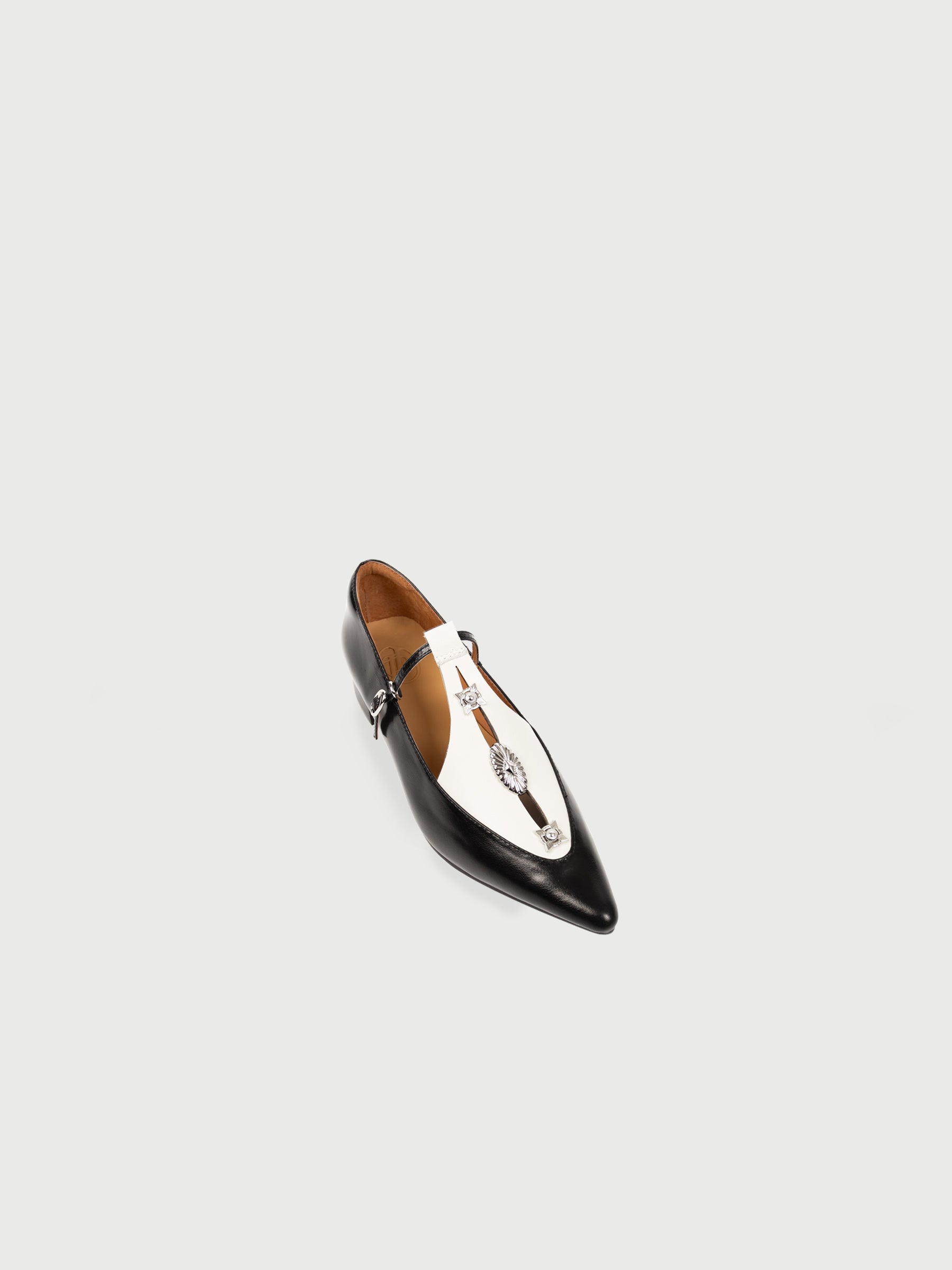 Alicent | Pointed Toe Metal Pierce Mary Jane Flats
