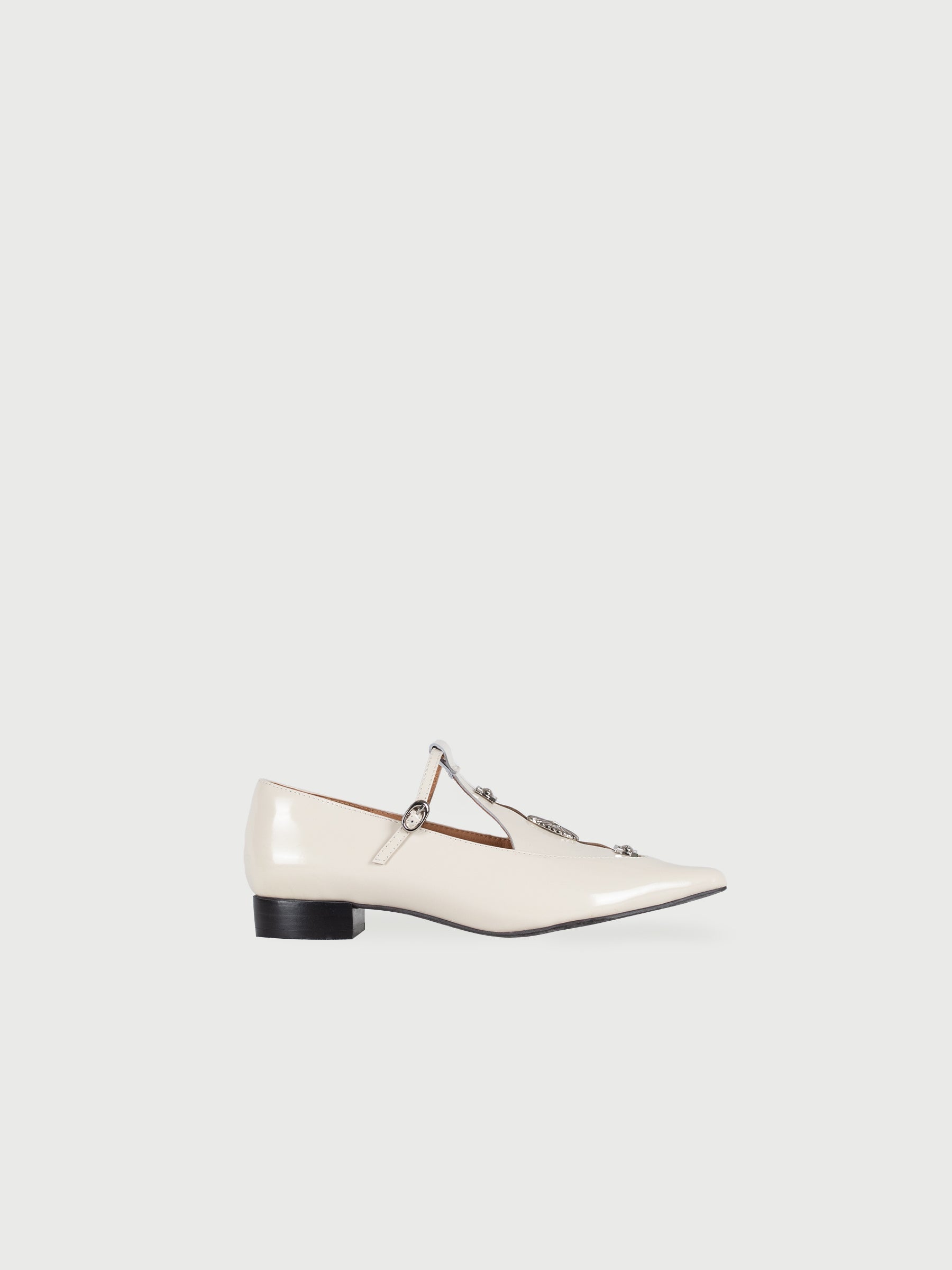 Alicent | Pointed Toe Metal Pierce Mary Jane Flats