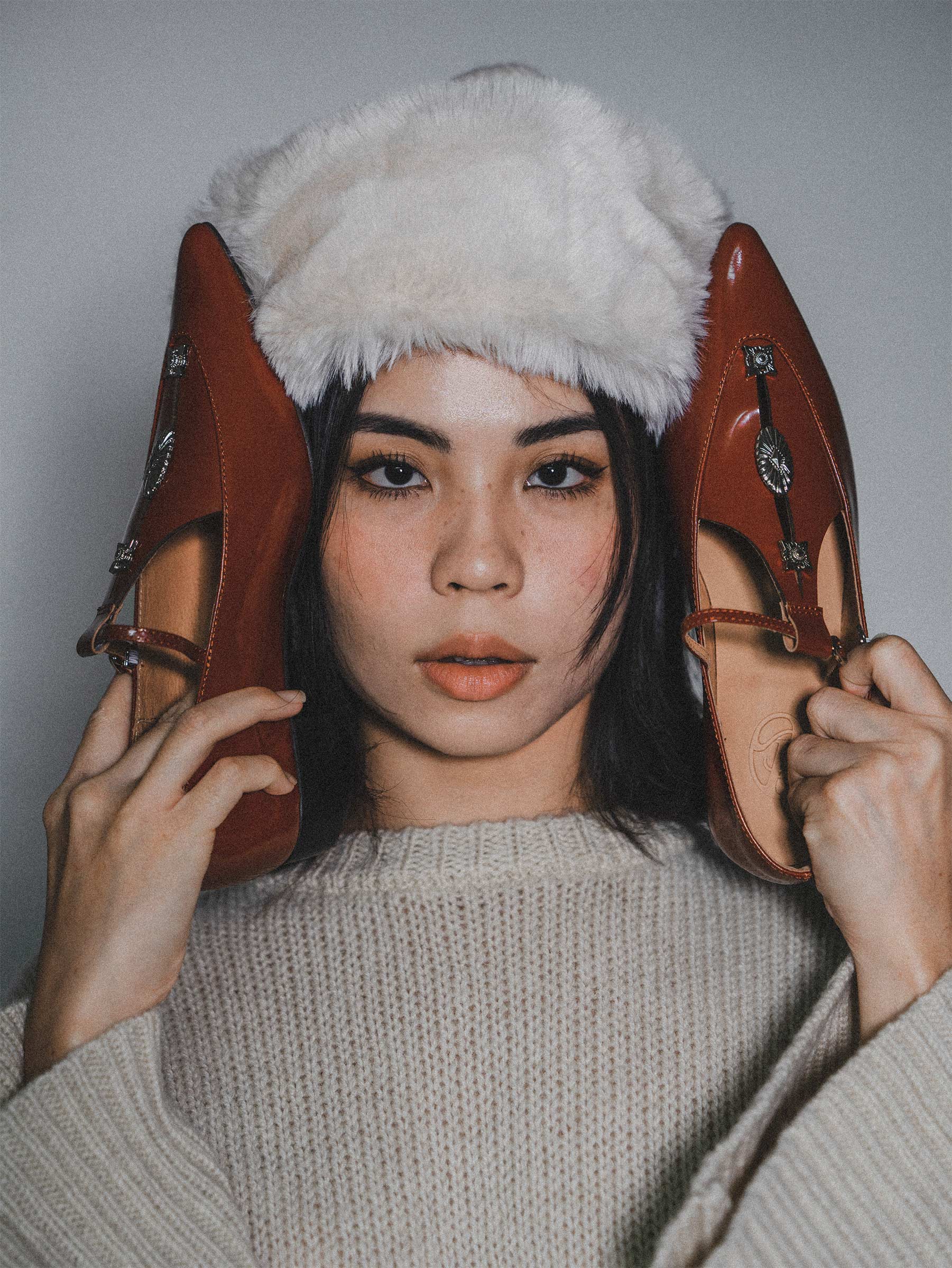 Alicent | Pointed Toe Metal Pierce Mary Jane Flats