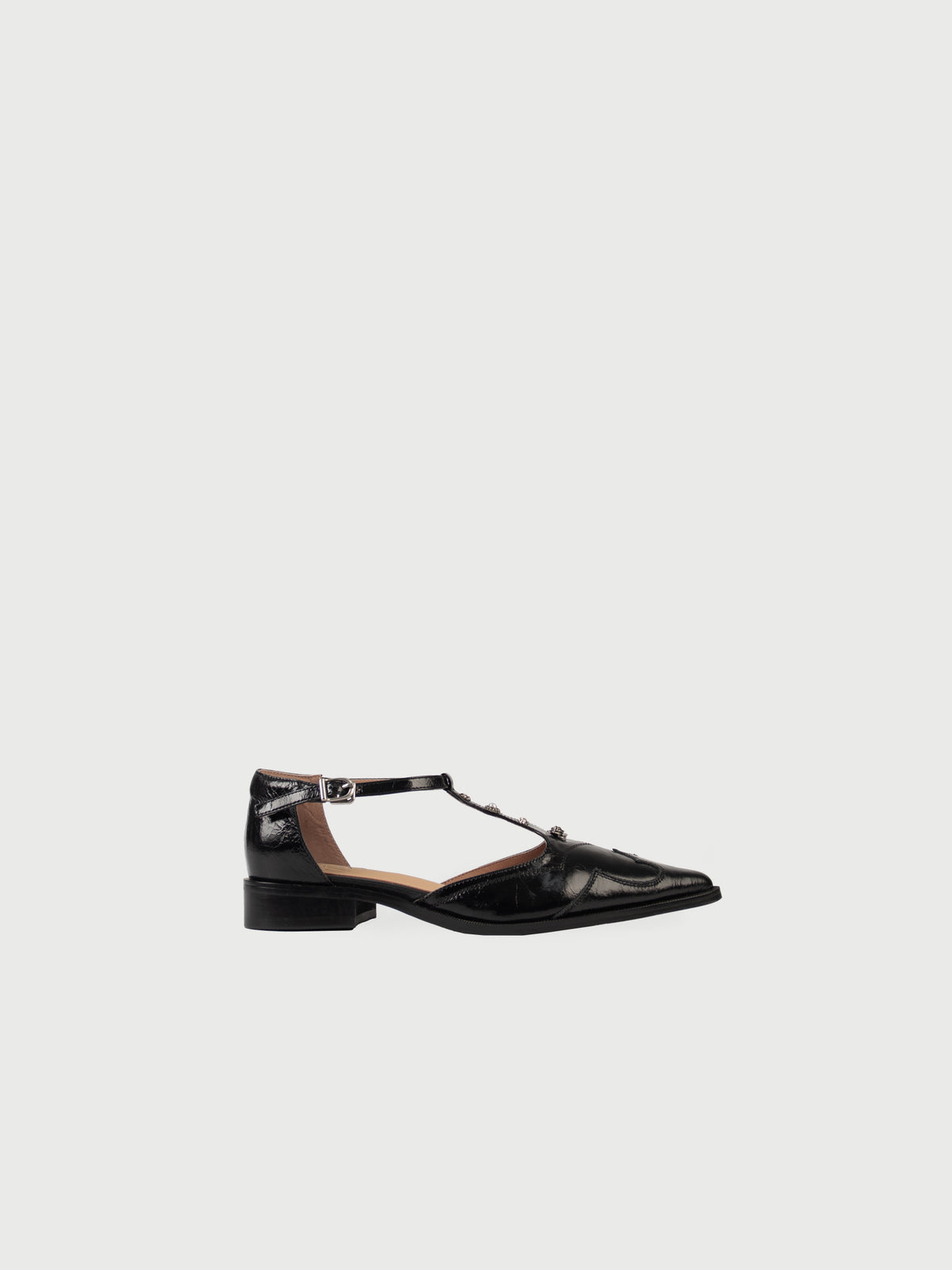 Rosalie・Pointed-Toe Western Embellished T-Strap Flats