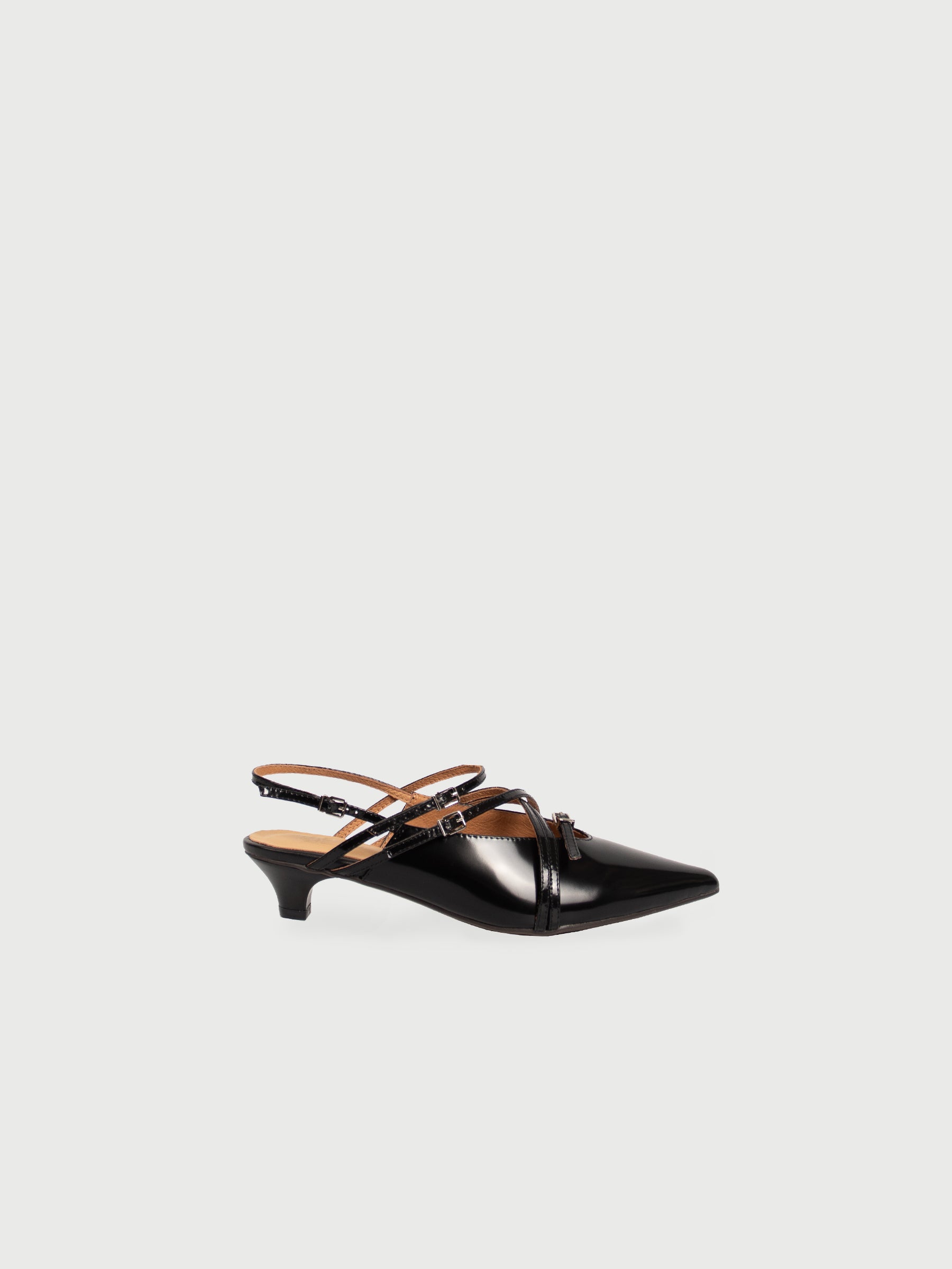 Seraphine 𖤓 Pointed Toe Multi-Strap Buckle Leather Heels