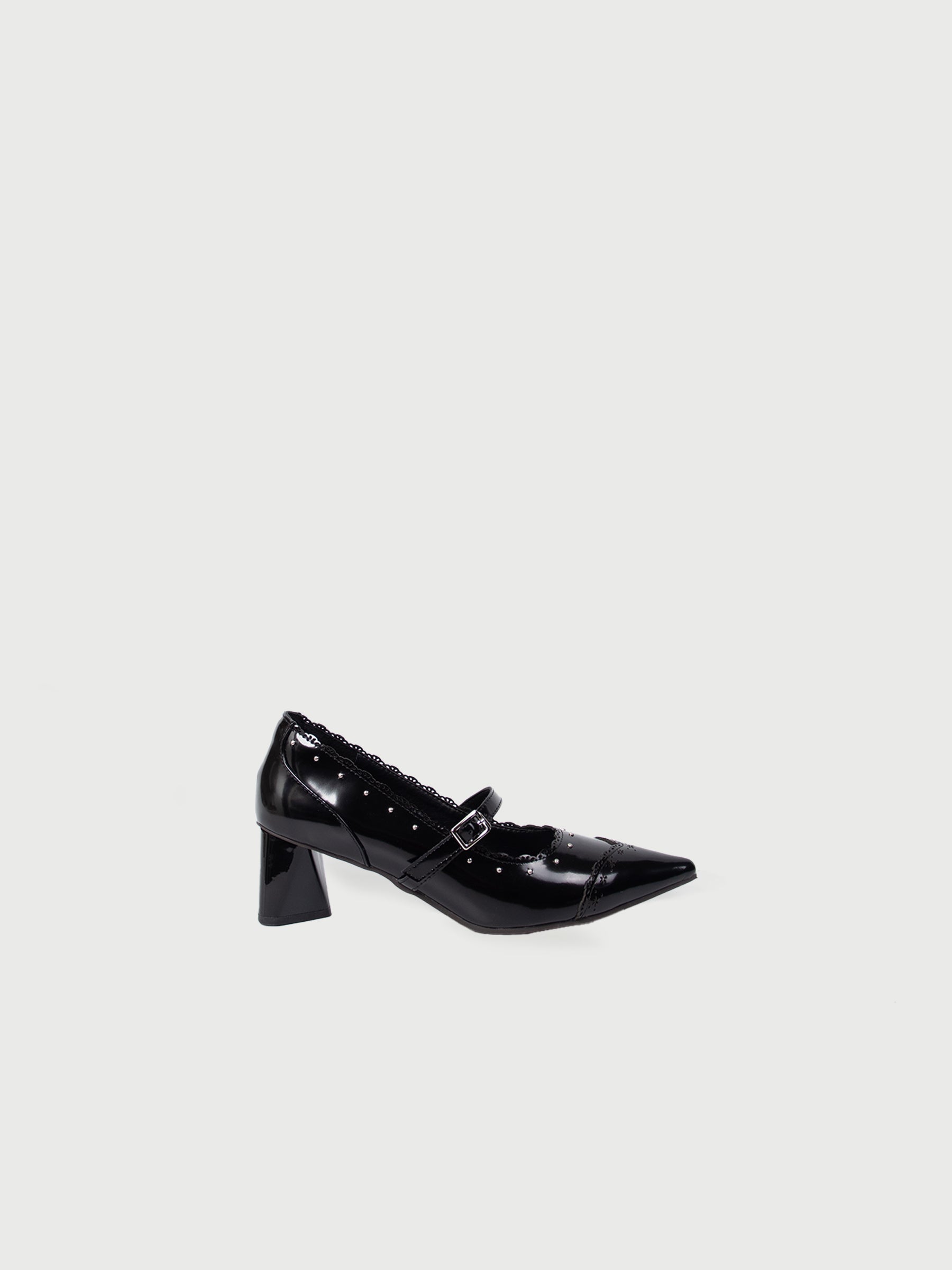 Arina ❆ Pointed Toe Laser-cut Studs Strap Heel