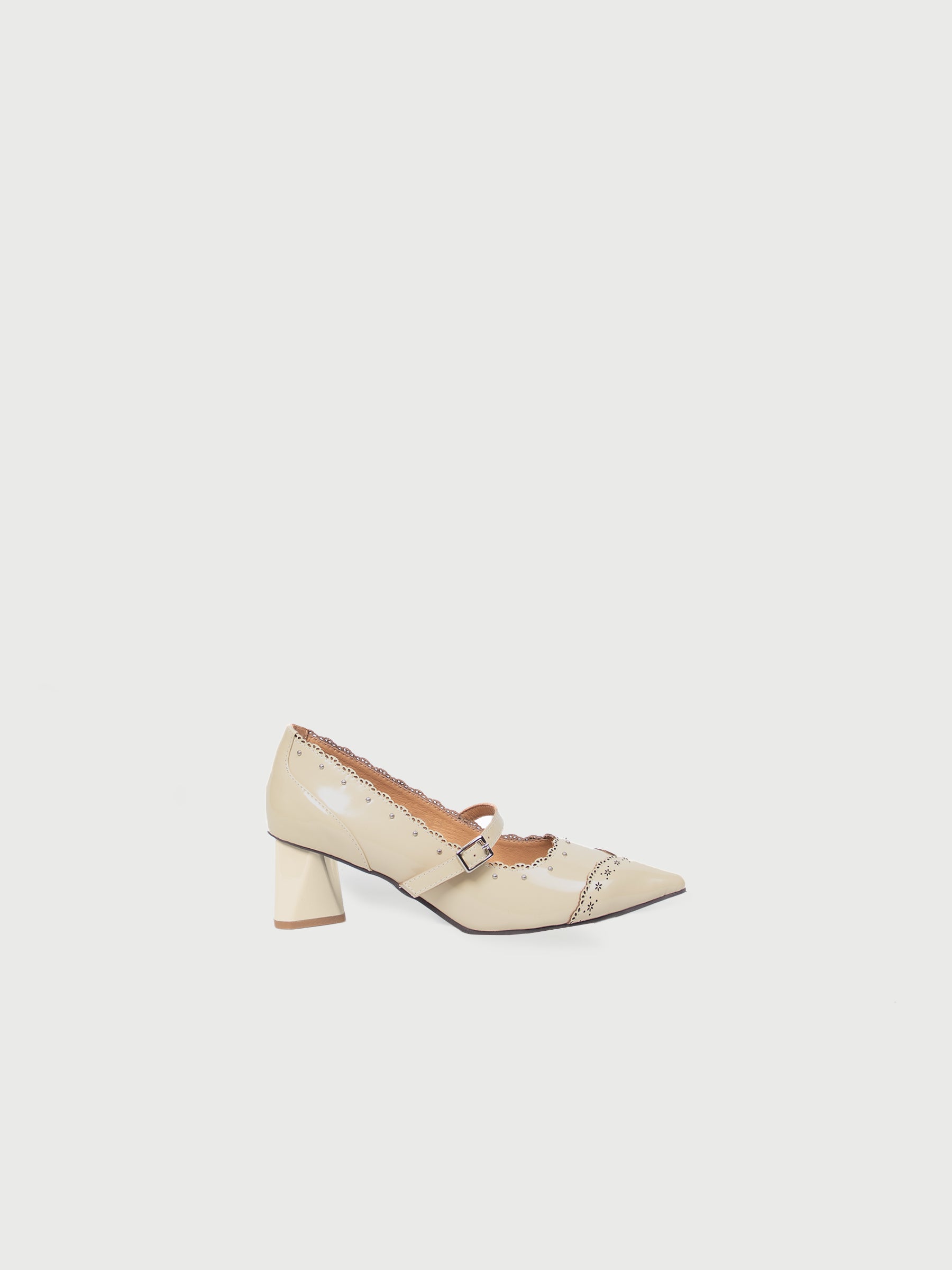 Arina ❆ Pointed Toe Laser-cut Studs Strap Heel