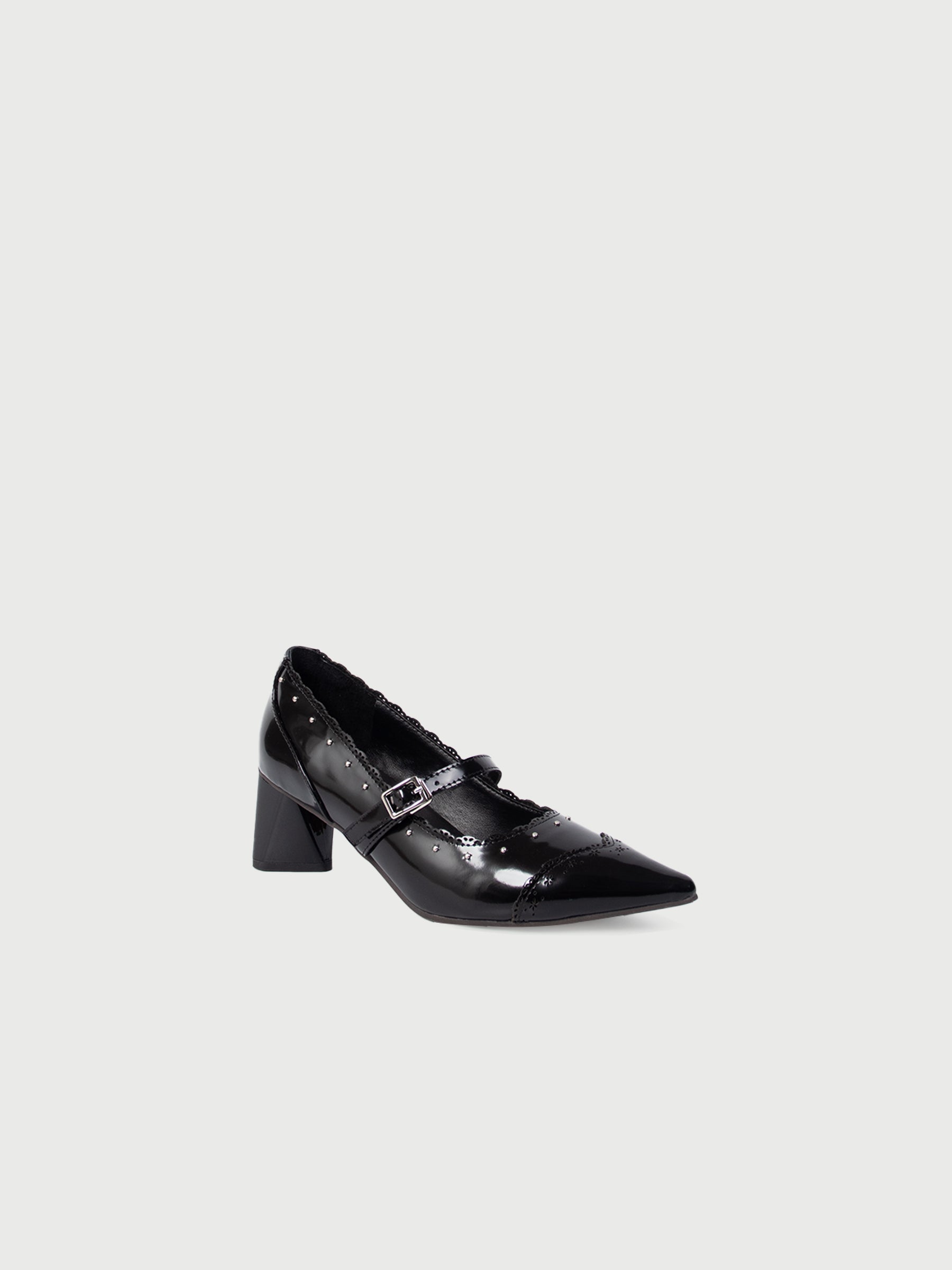 Arina ❆ Pointed Toe Laser-cut Studs Strap Heel