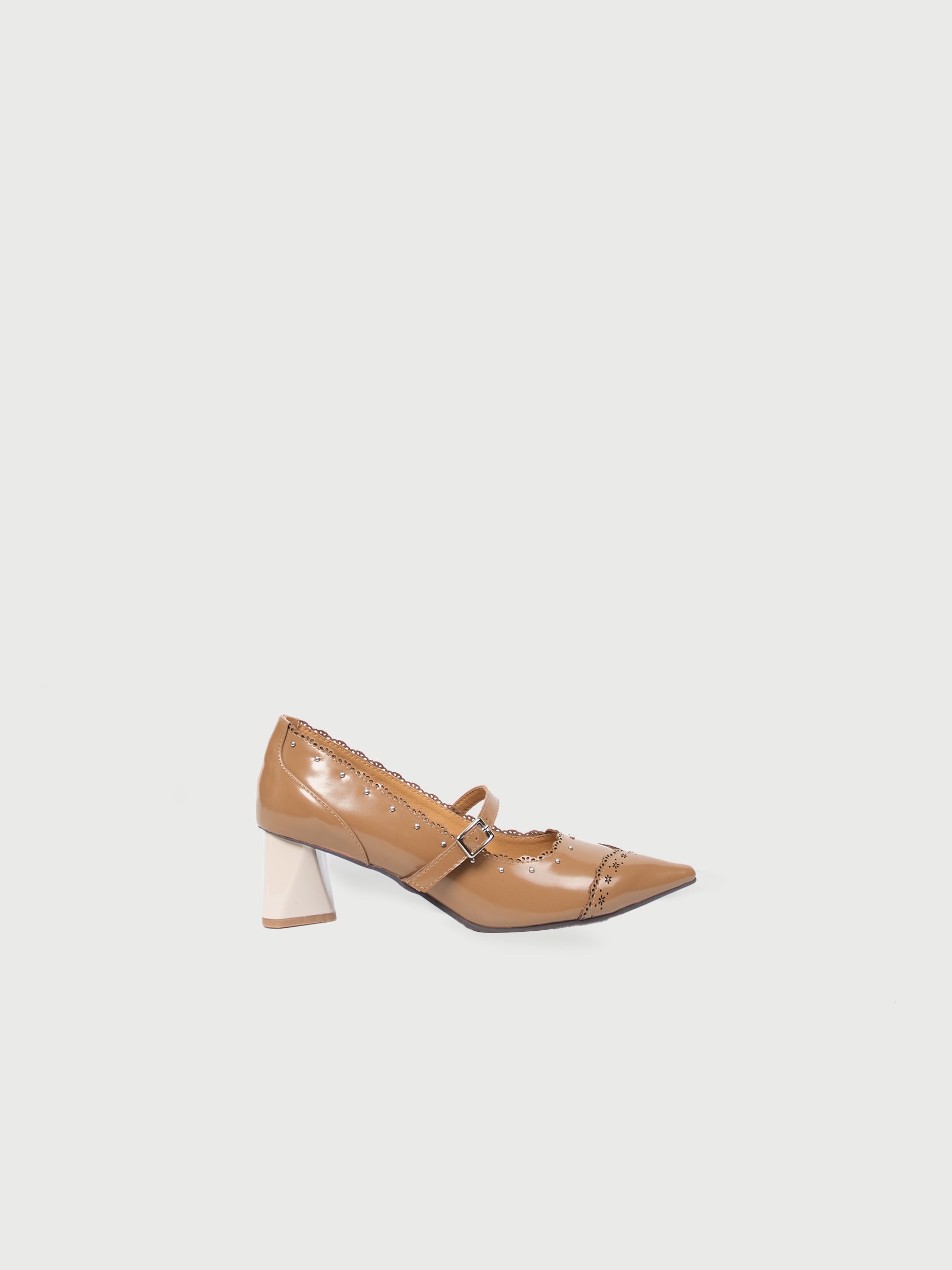 Arina ❆ Pointed Toe Laser-cut Studs Strap Heel