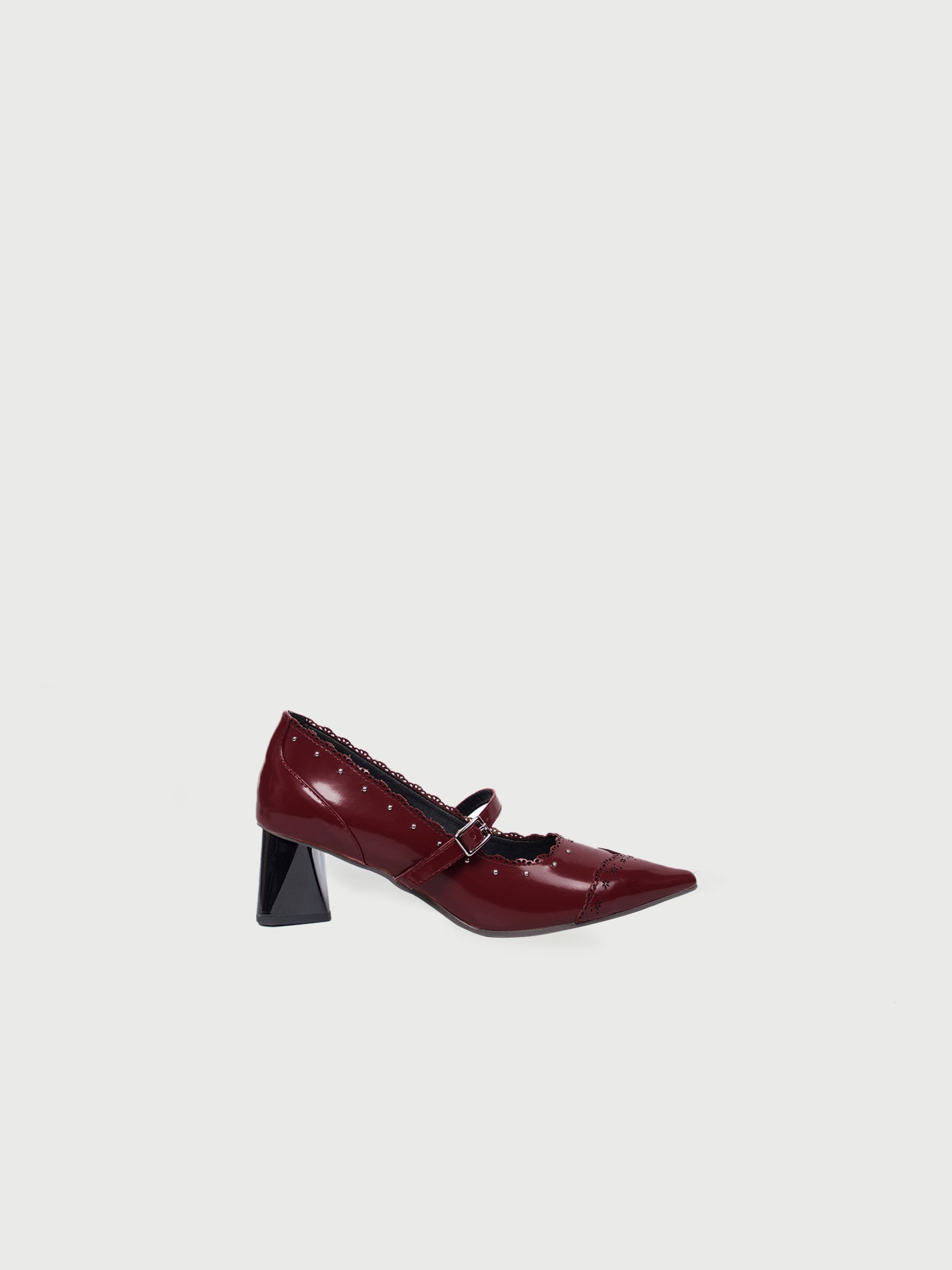 Arina ❆ Pointed Toe Laser-cut Studs Strap Heel