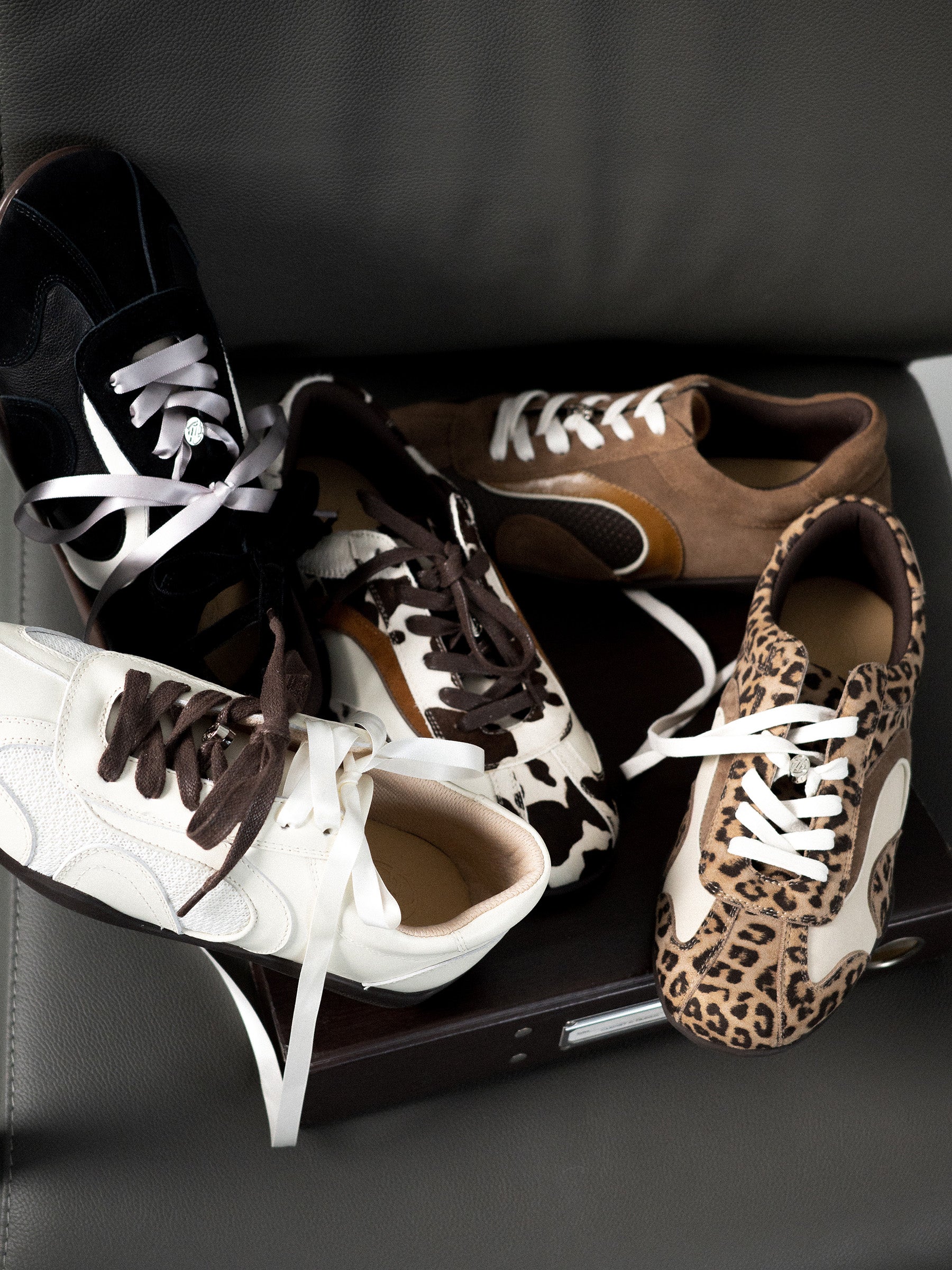 Phyllis || Animal Print Coloured Panel Sneakers