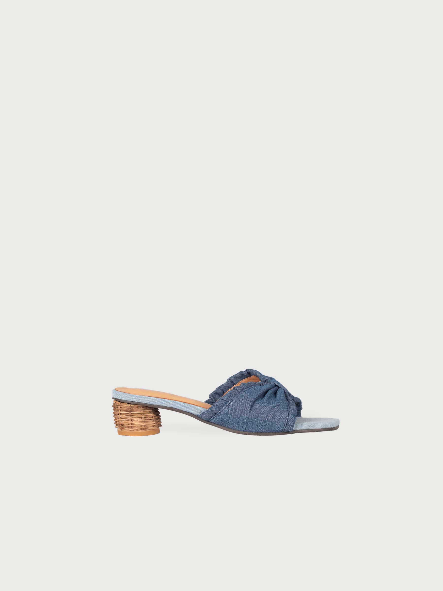✿ Cynthia x Leather Lab ✿ Ribbon Straw Heel Mules 蝴蝶結藤編跟涼鞋