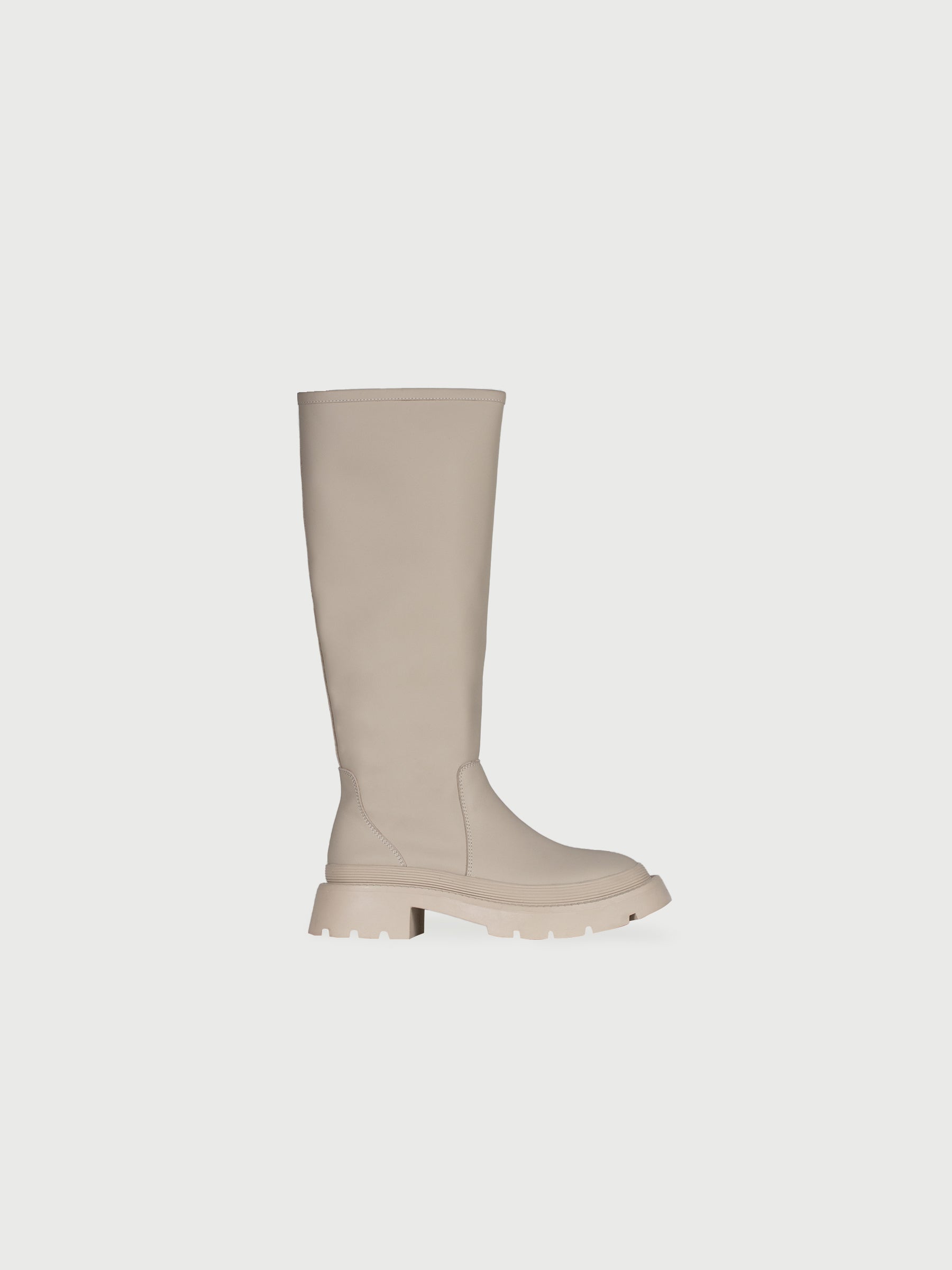 Matte Polish Leather Knee High Boots