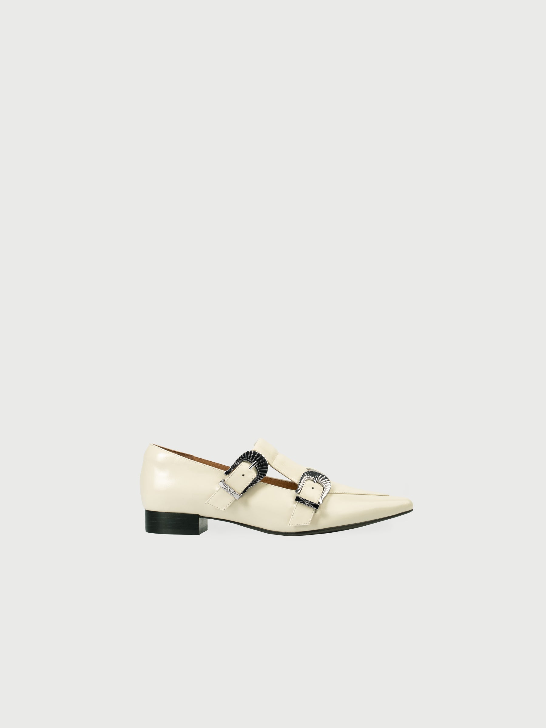 Rhea・Double Buckle Pointed-Toe Flats