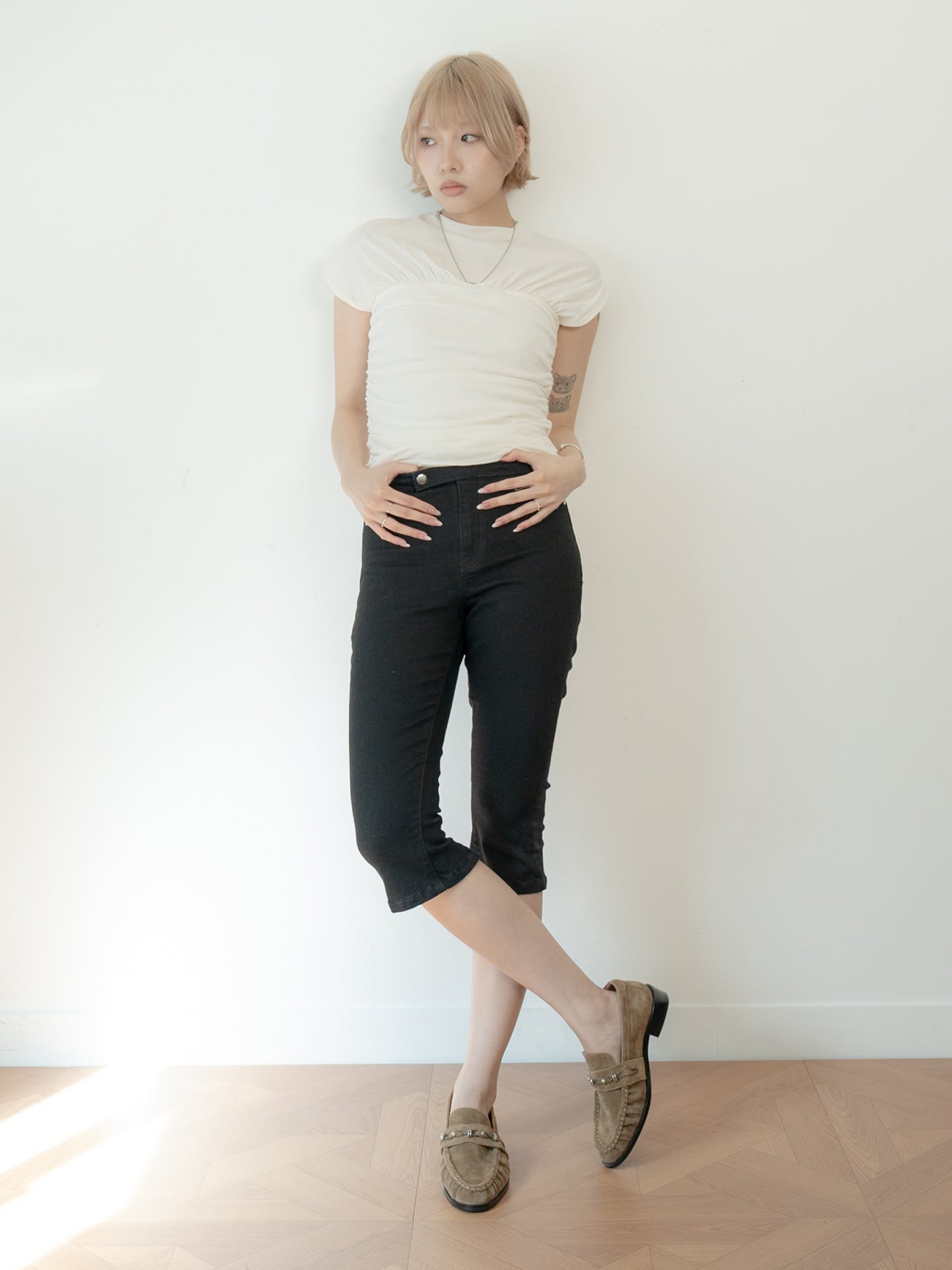 Yvaine・Pleated Stud-Embellished Loafers