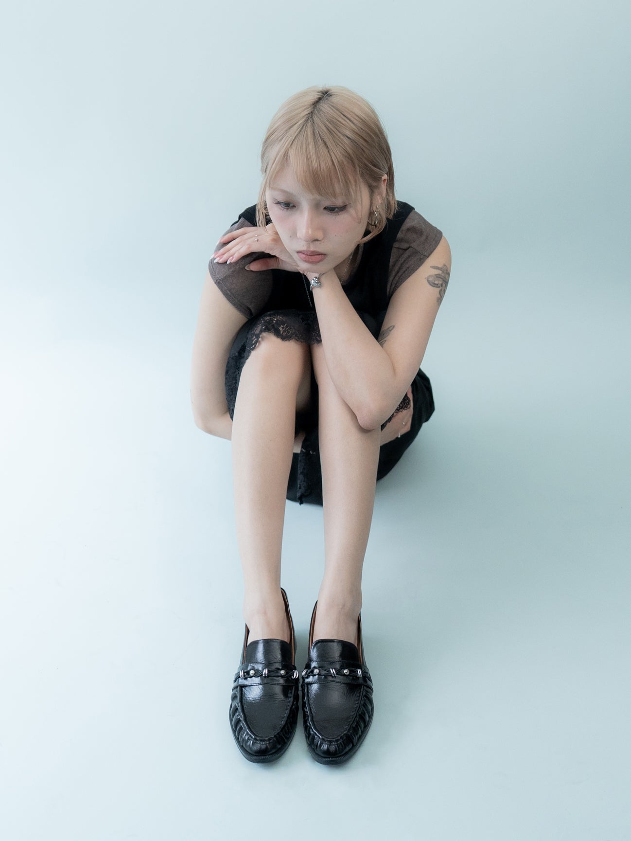 Yvaine・Pleated Stud-Embellished Loafers
