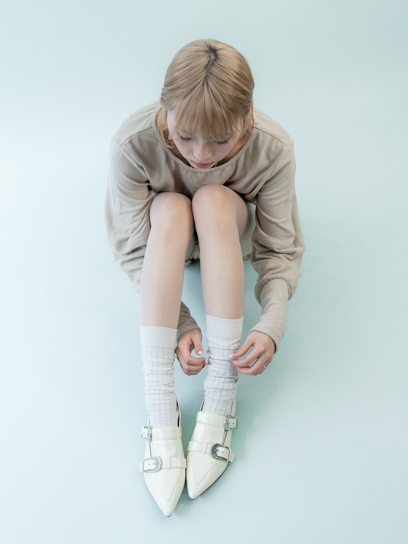 Rhea・Double Buckle Pointed-Toe Flats
