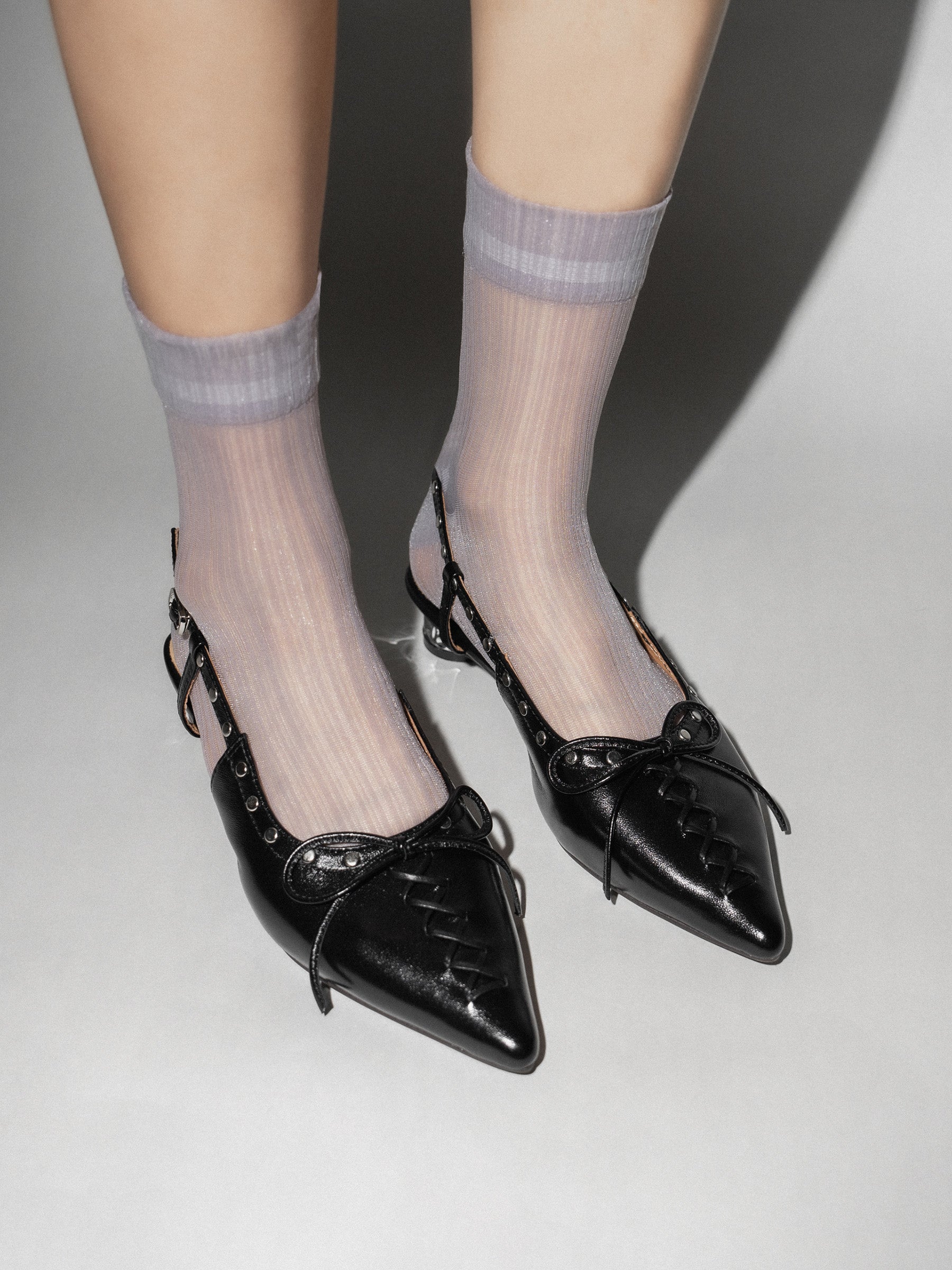 Cerys 𖠁 Pointed Toe Ballerina Metal Heel Sling Back