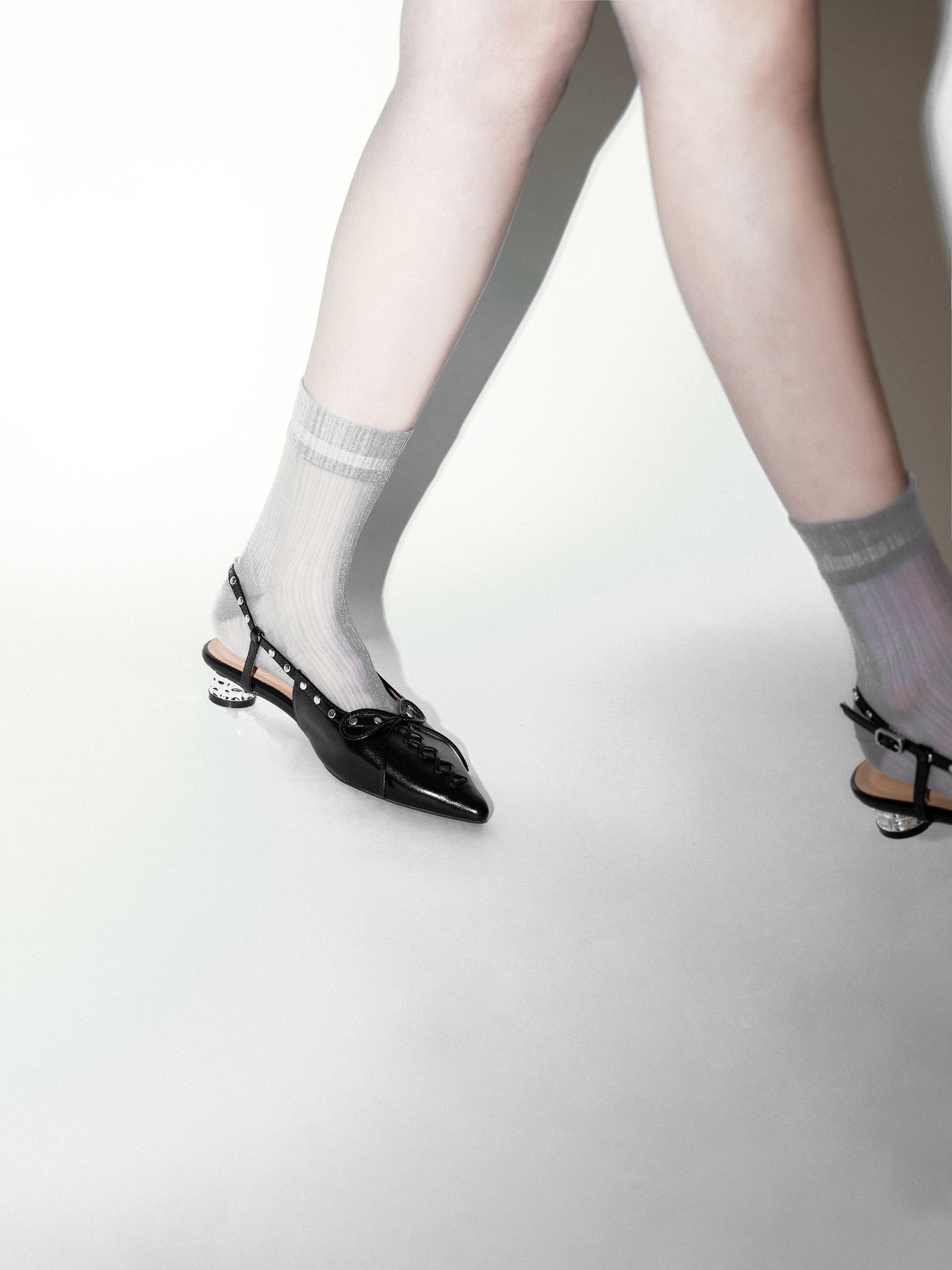 Cerys 𖠁 Pointed Toe Ballerina Metal Heel Sling Back