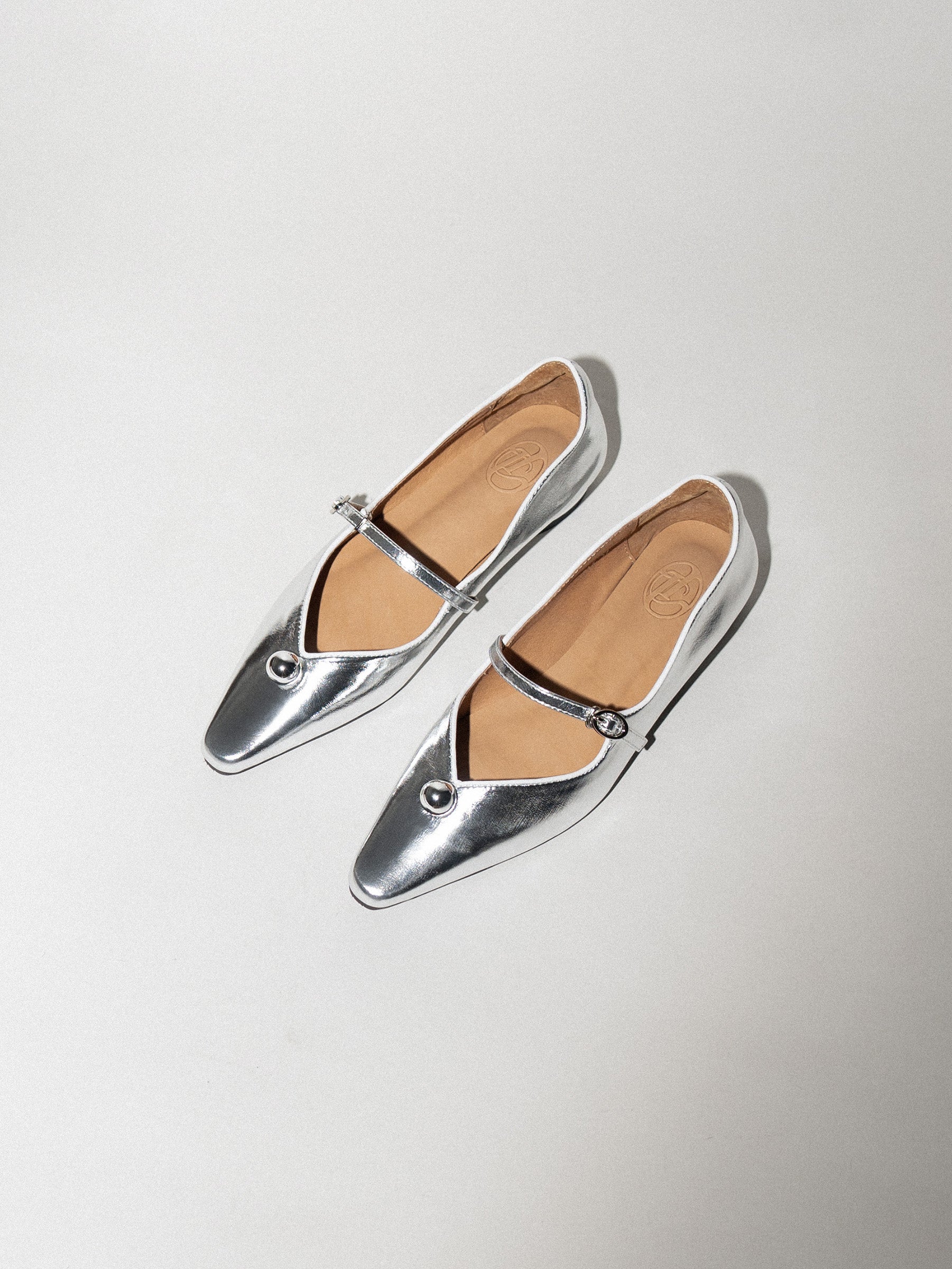 Aubrey 𖠁 Square Pointed Toe Metal Bubble Mary Jane Flats