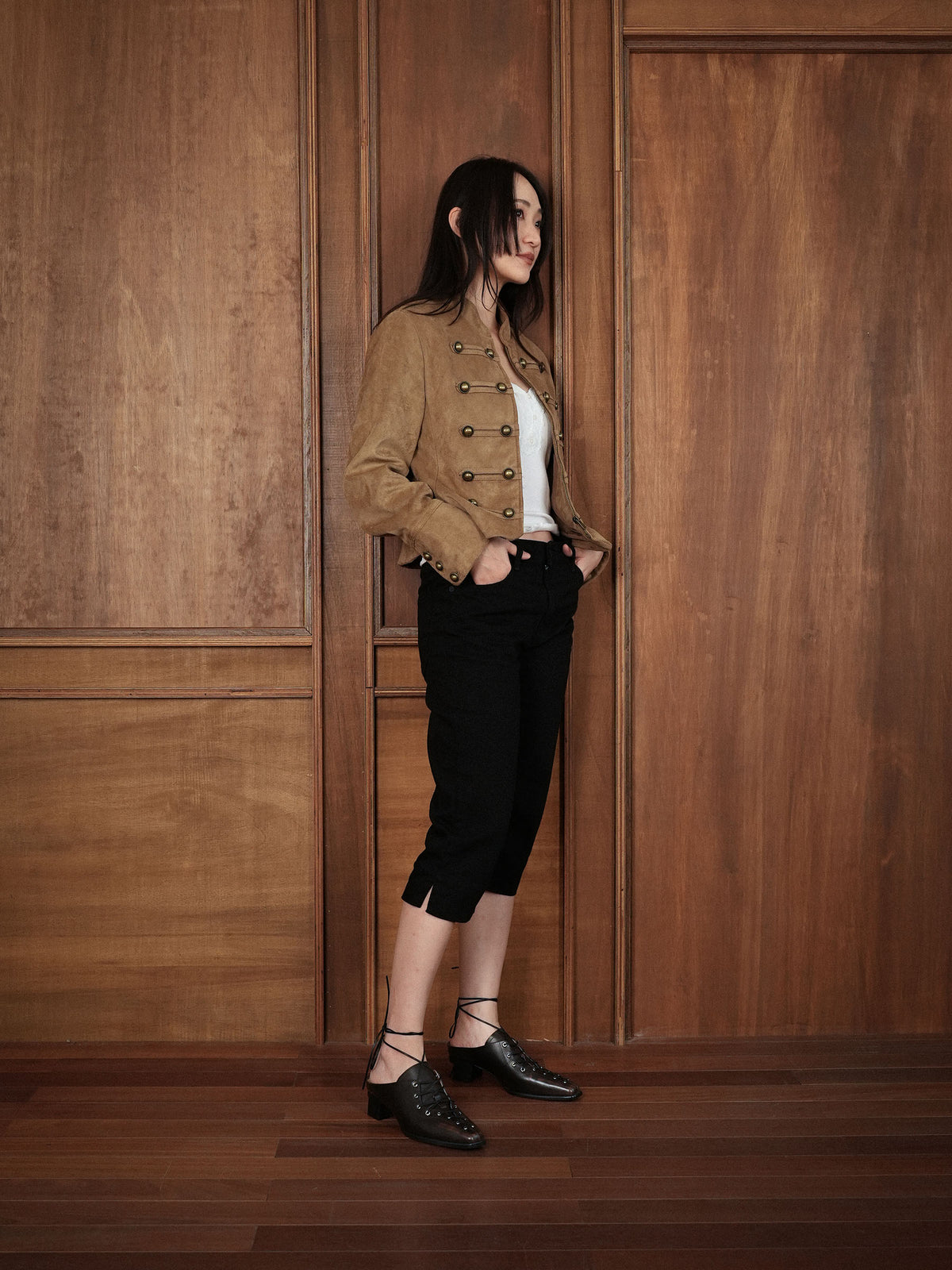 Freya・Square-Toe Lace-Up Mules