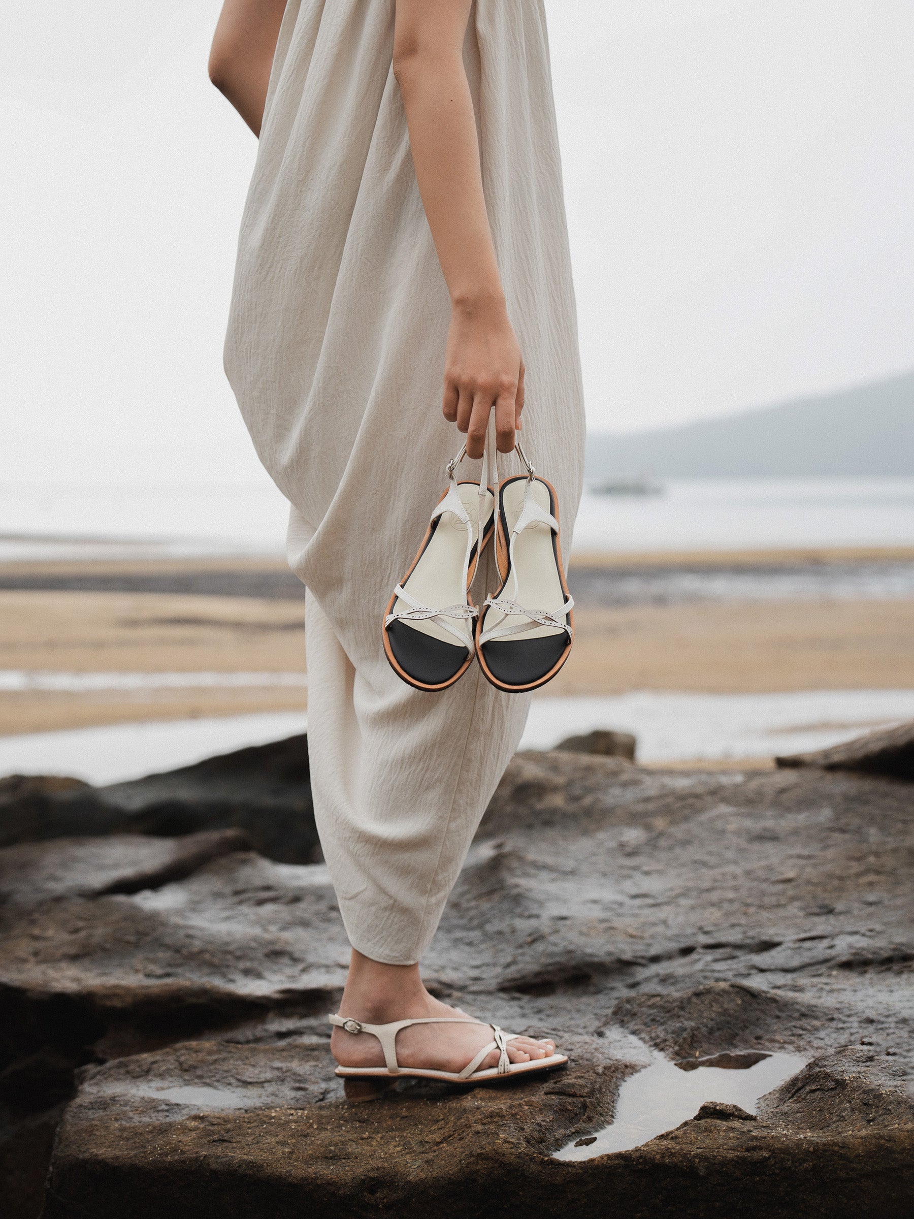 Calista 𖠁 Wavy Laser-Cut Strap Sandals