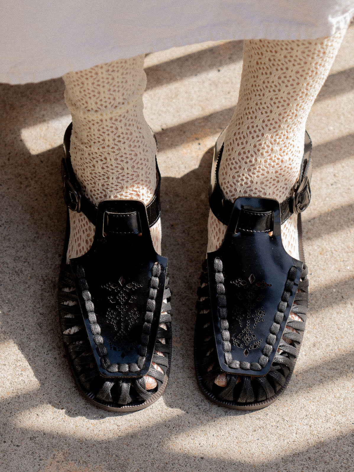 Ellis ◈ Square-Toe Laser-cut T-bar Sandal