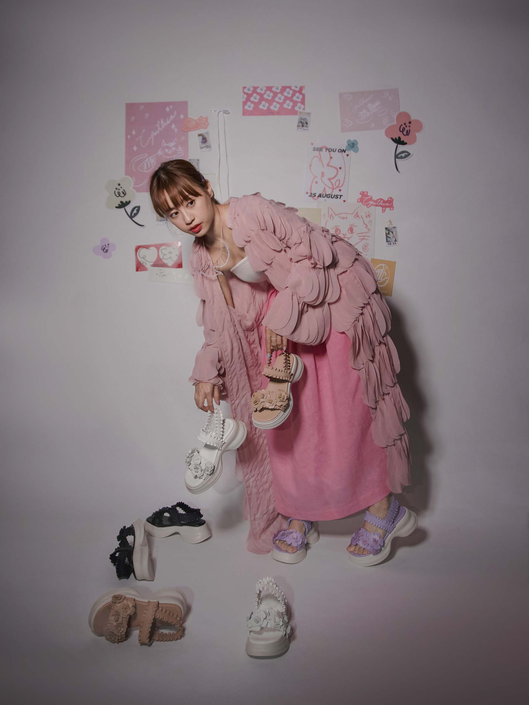 ✿ Cynthia x Leather Lab ✿ Flora • Flower Platform Sandals 花花厚底涼鞋