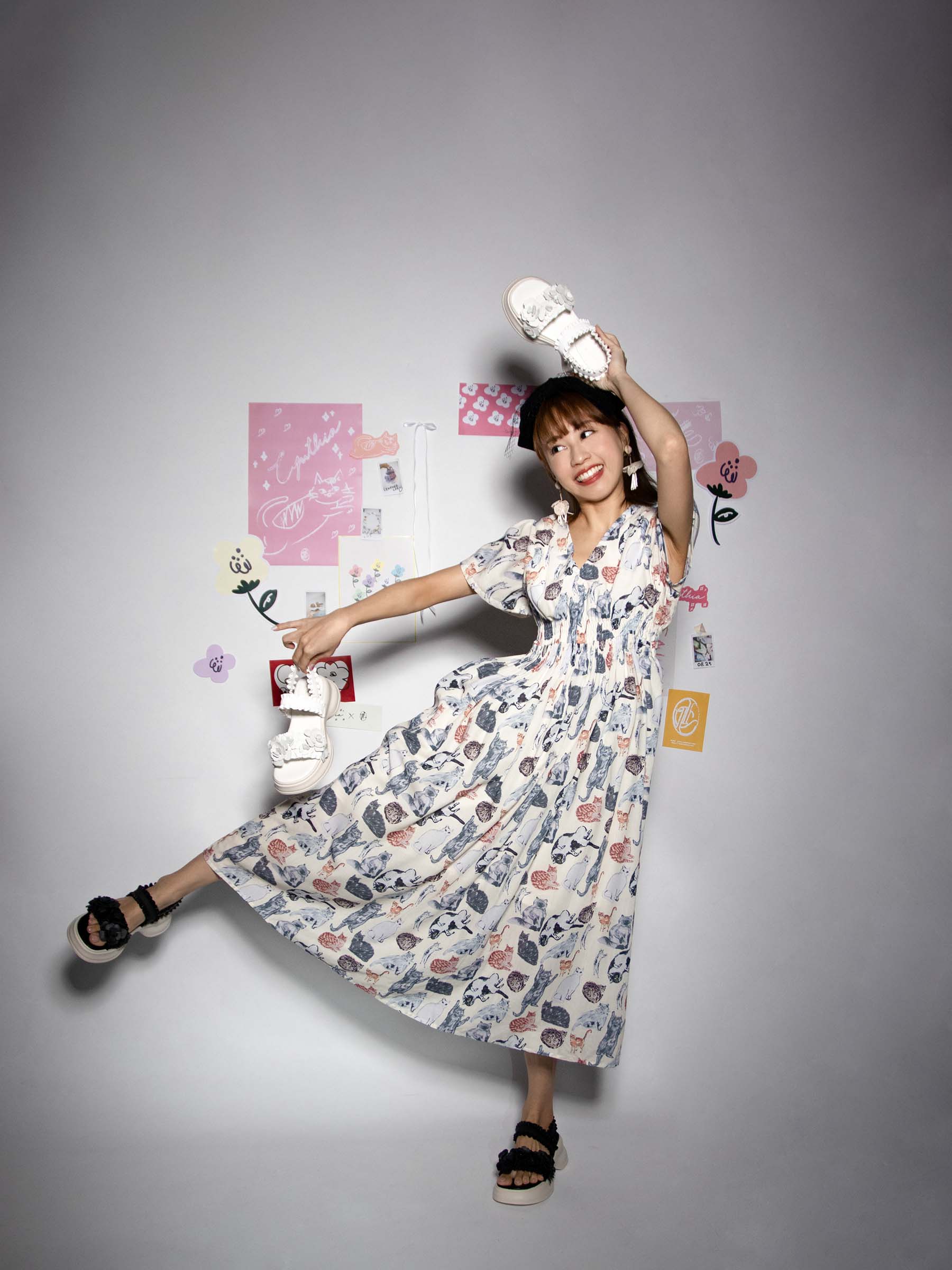 ✿ Cynthia x Leather Lab ✿ Flora • Flower Platform Sandals 花花厚底涼鞋