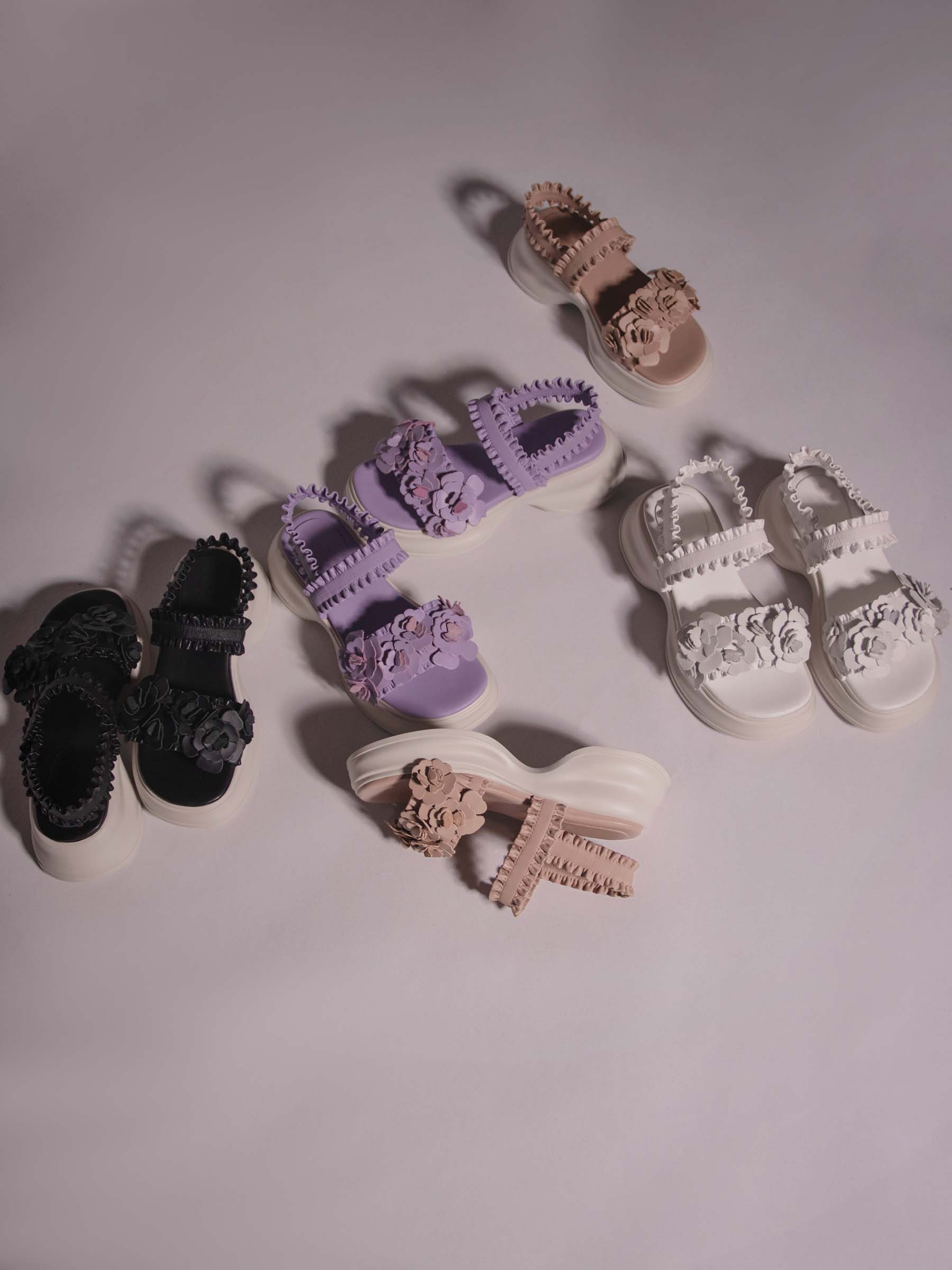 ✿ Cynthia x Leather Lab ✿ Flora • Flower Platform Sandals 花花厚底涼鞋