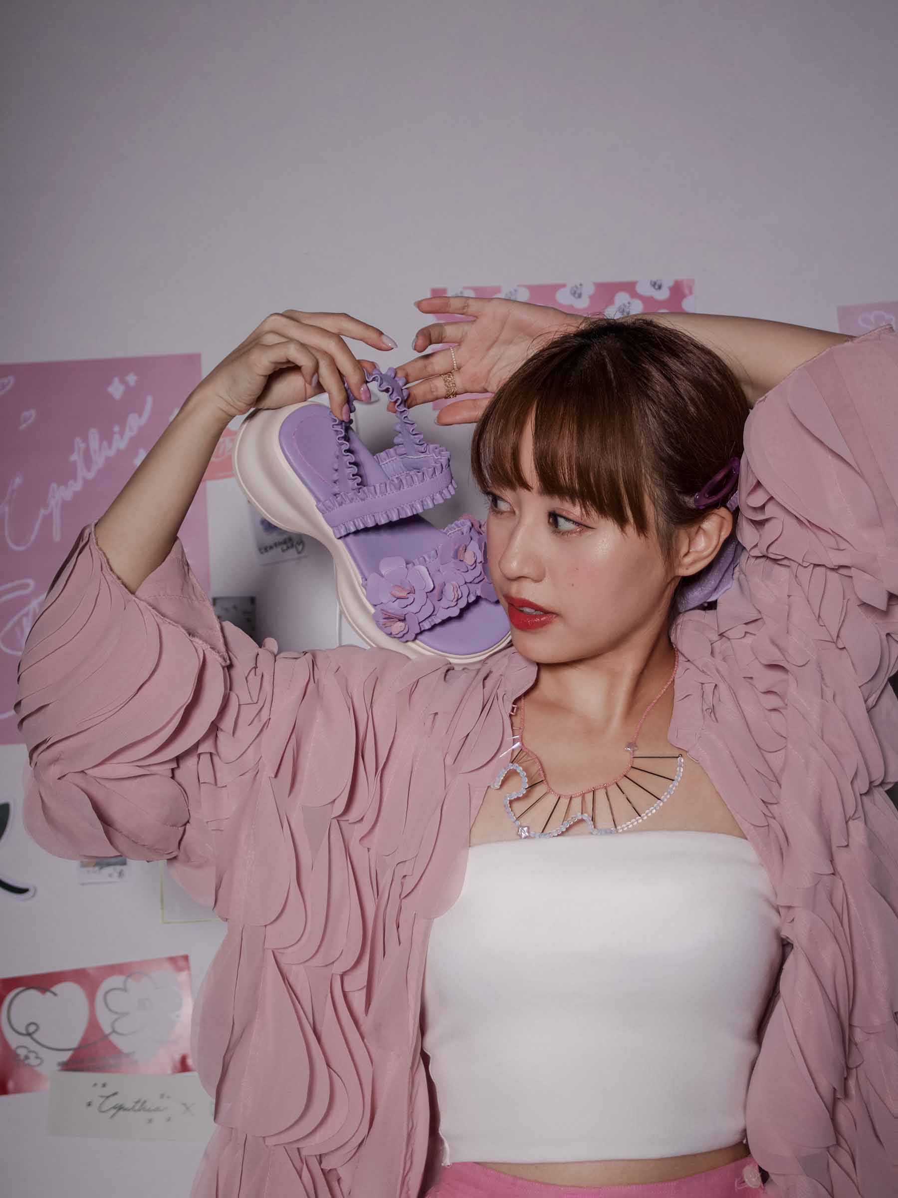 ✿ Cynthia x Leather Lab ✿ Flora • Flower Platform Sandals 花花厚底涼鞋