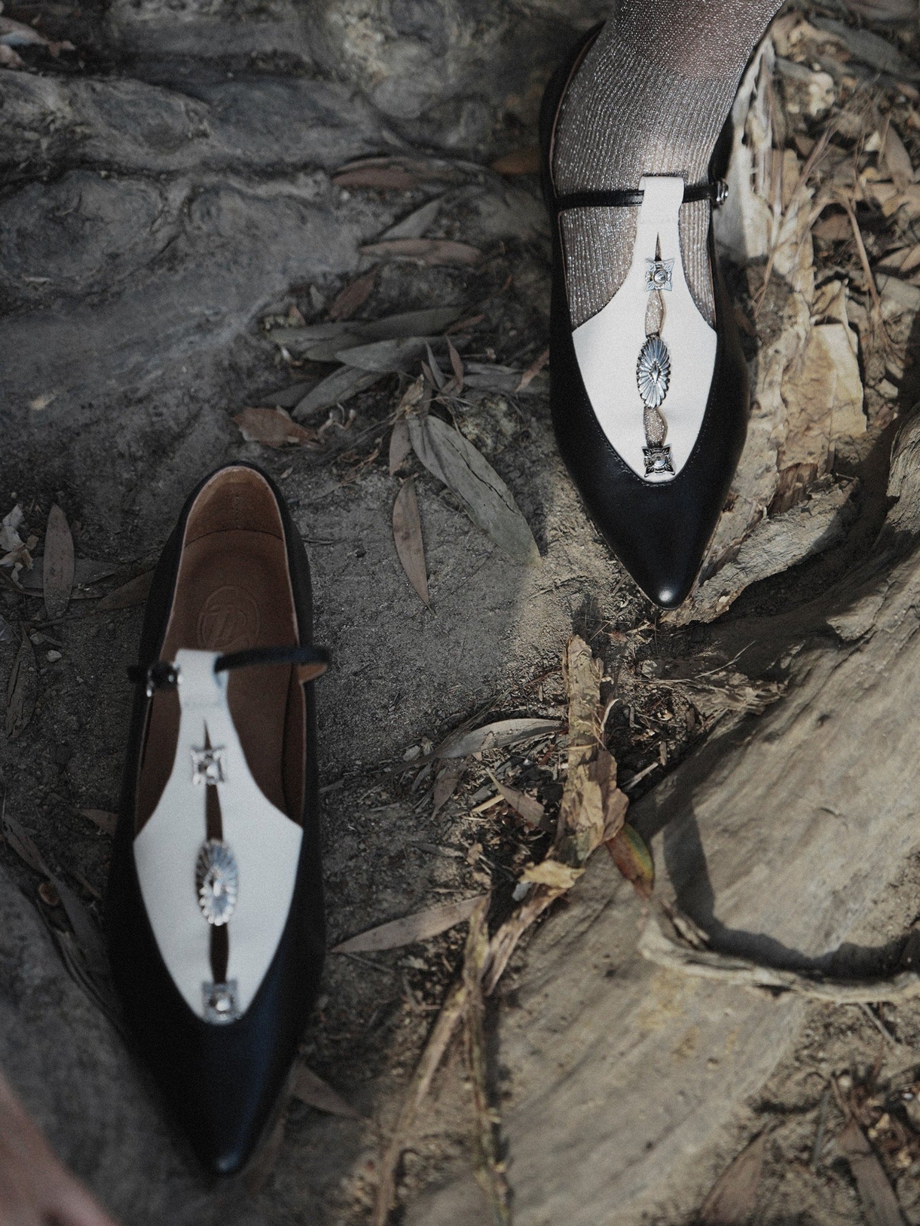 Alicent | Pointed Toe Metal Pierce Mary Jane Flats