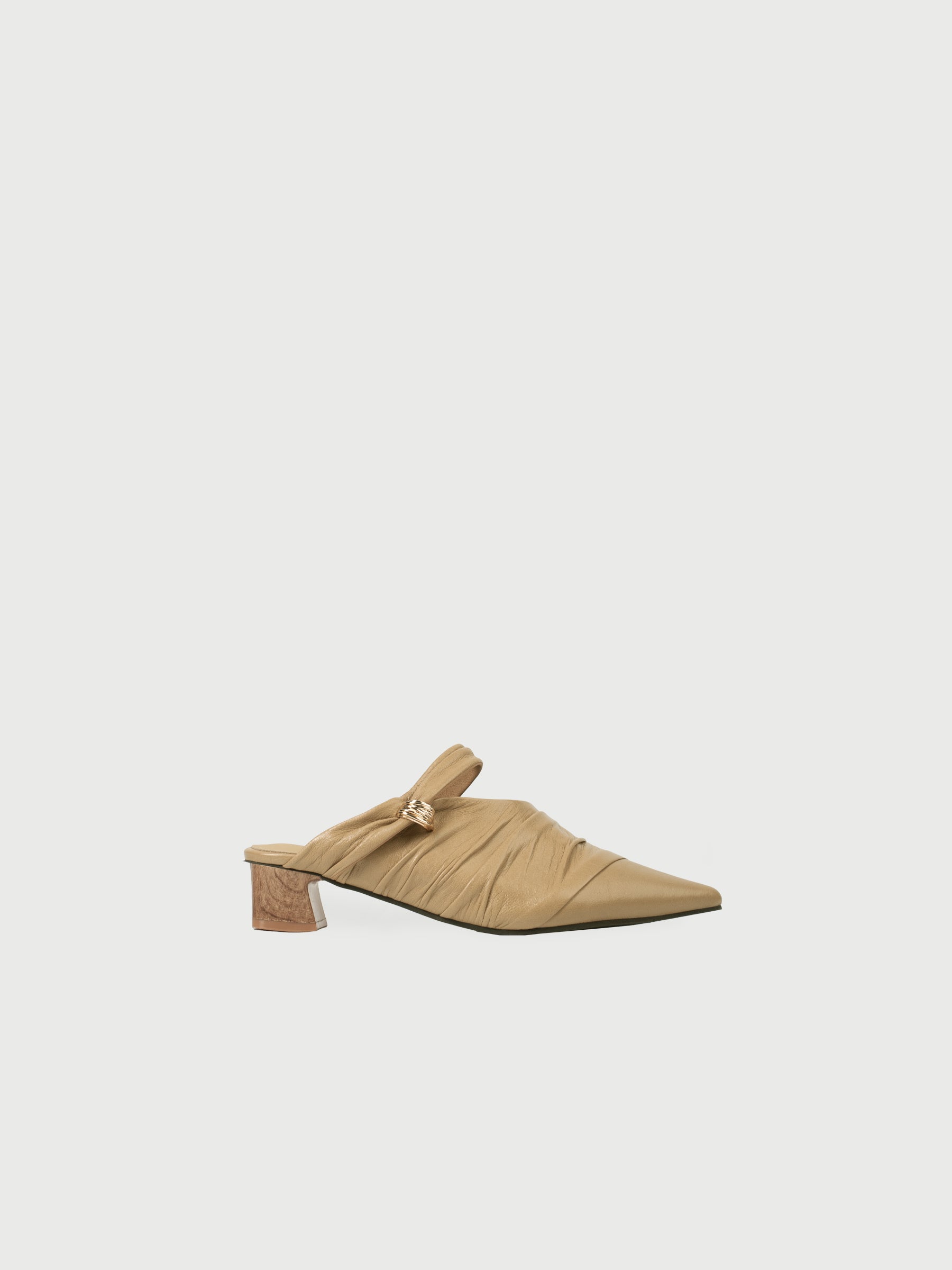 Daphne・Draped Leather Pointed-Toe Mules