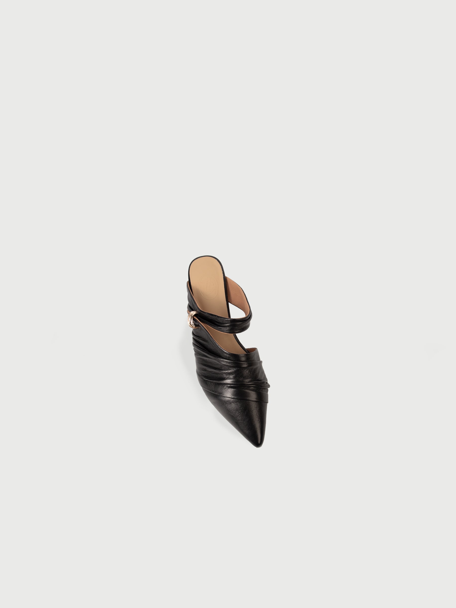 Daphne・Draped Leather Pointed-Toe Mules