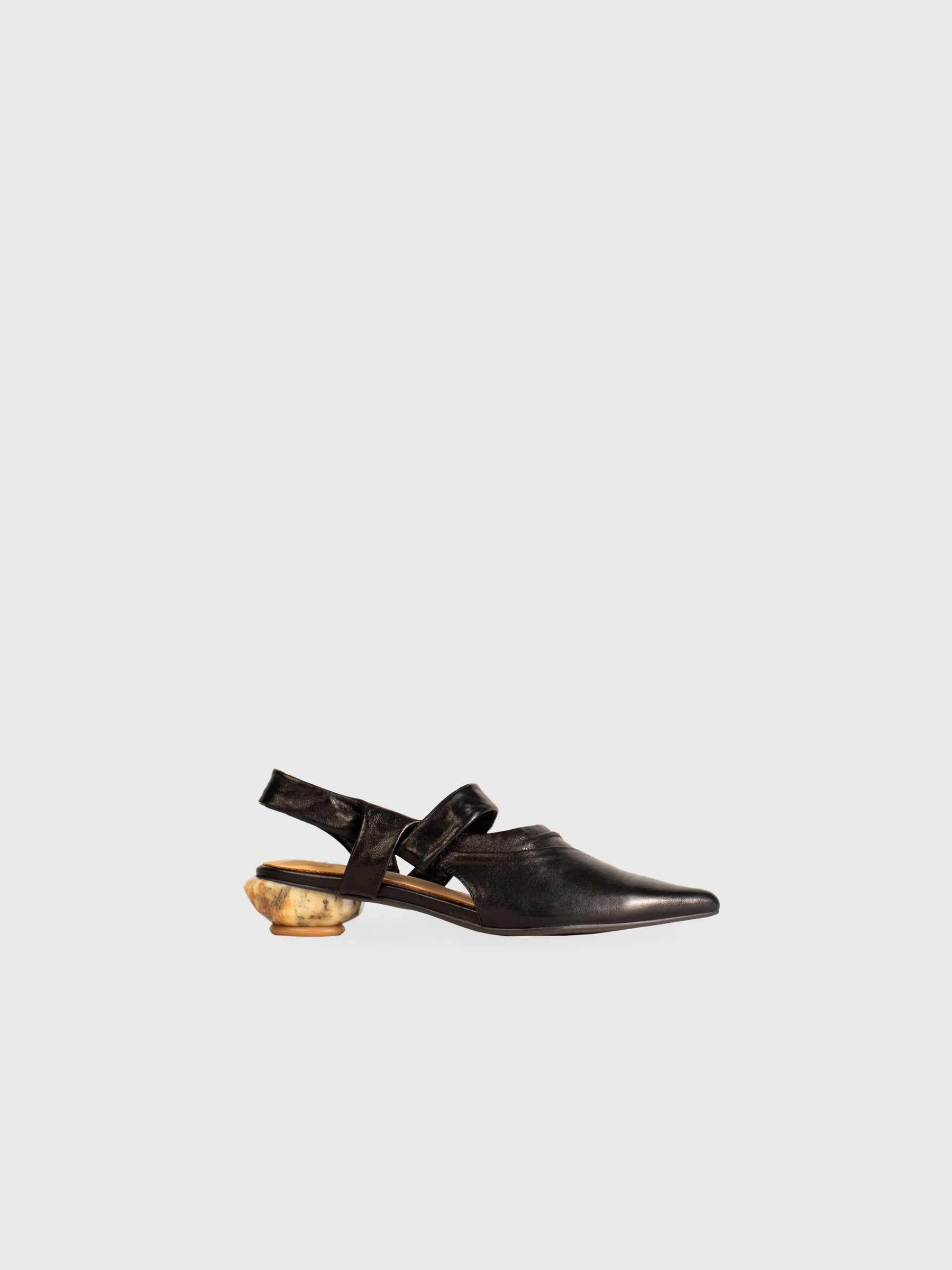 Cleo ◈ Pointed Crepe Draped Marble Heel Slingback