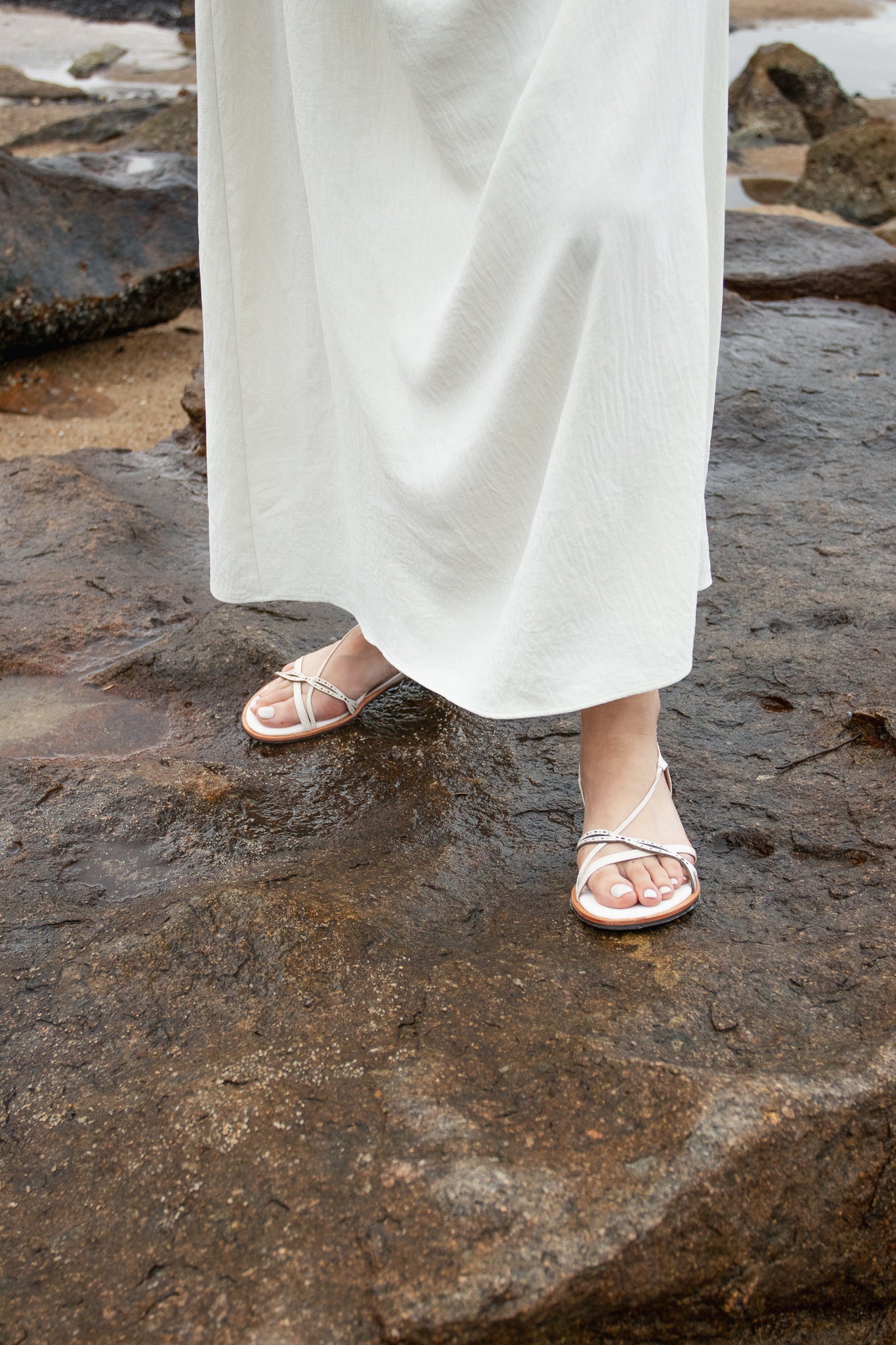 Calista 𖠁 Wavy Laser-Cut Strap Sandals