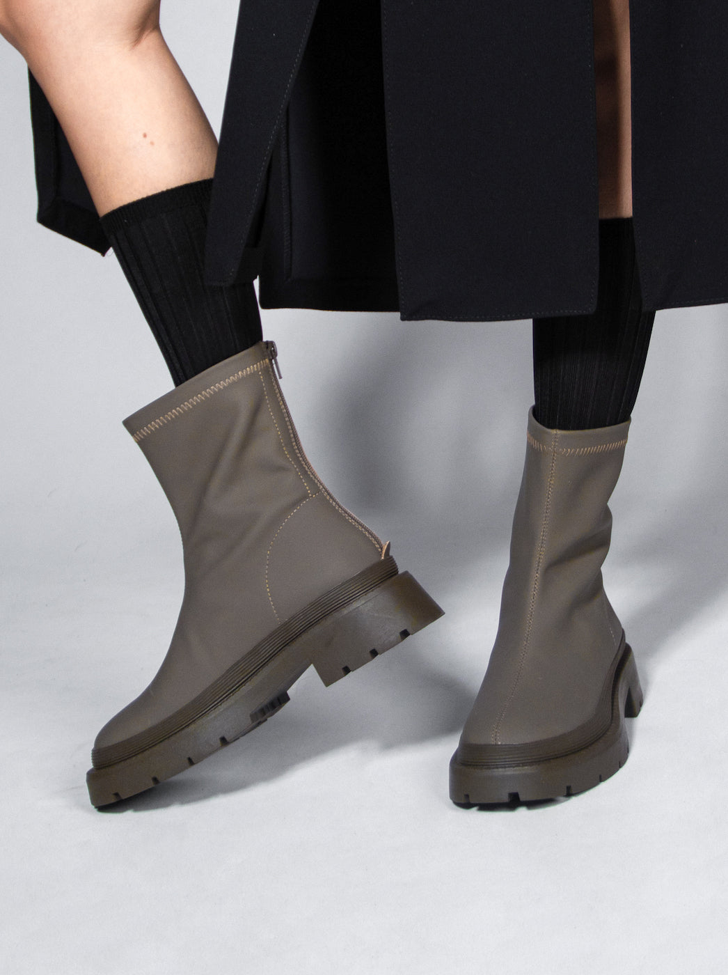 Matte Polish Leather Ankle Boots