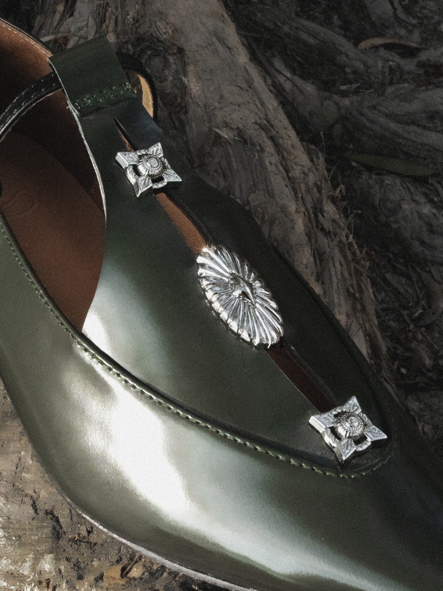 Alicent | Pointed Toe Metal Pierce Mary Jane Flats