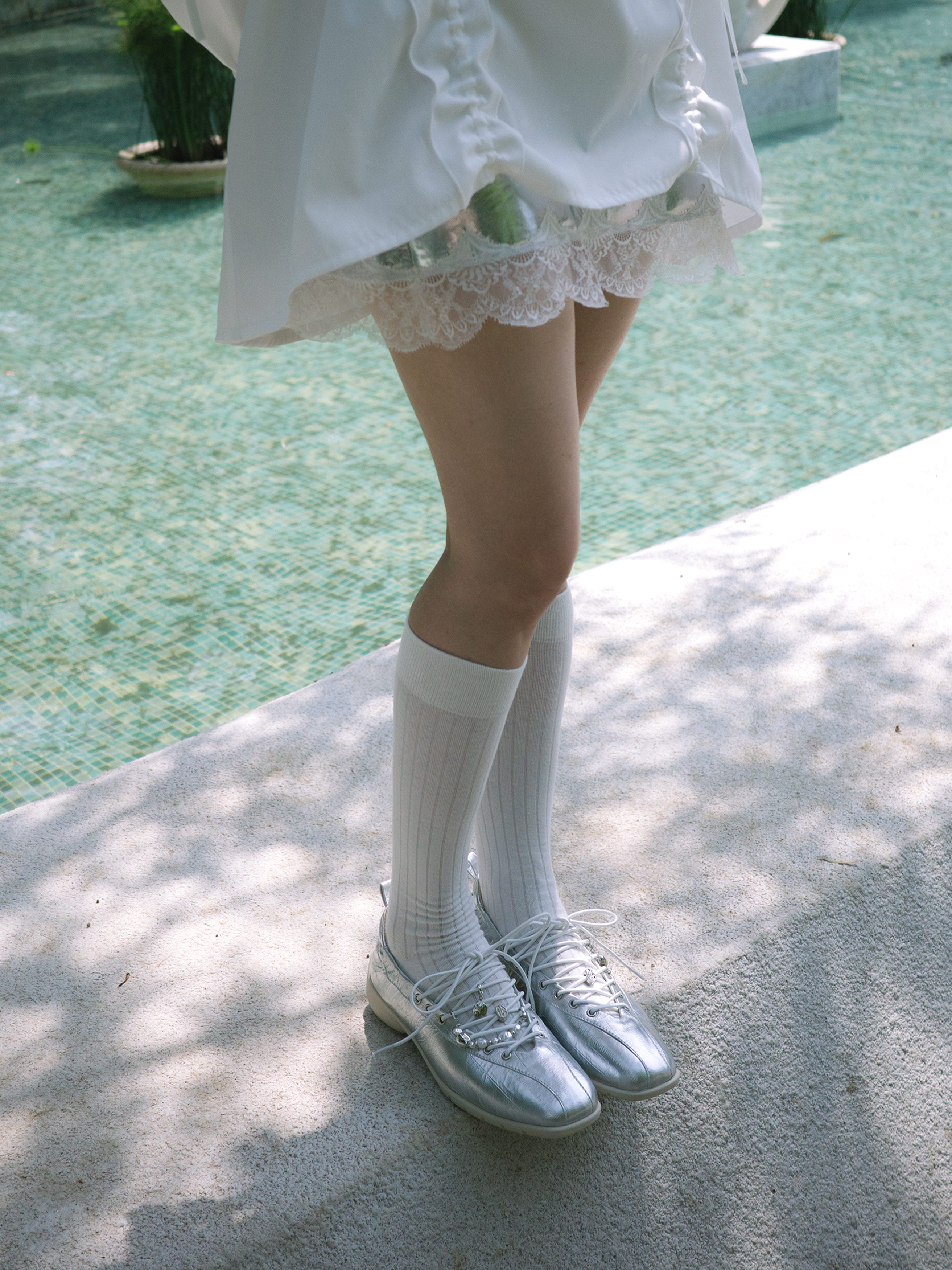 athenaeum(m.) x LEATHER LAB|| Nina ❈ Square Toe Lace-Up Leather Sneakerina