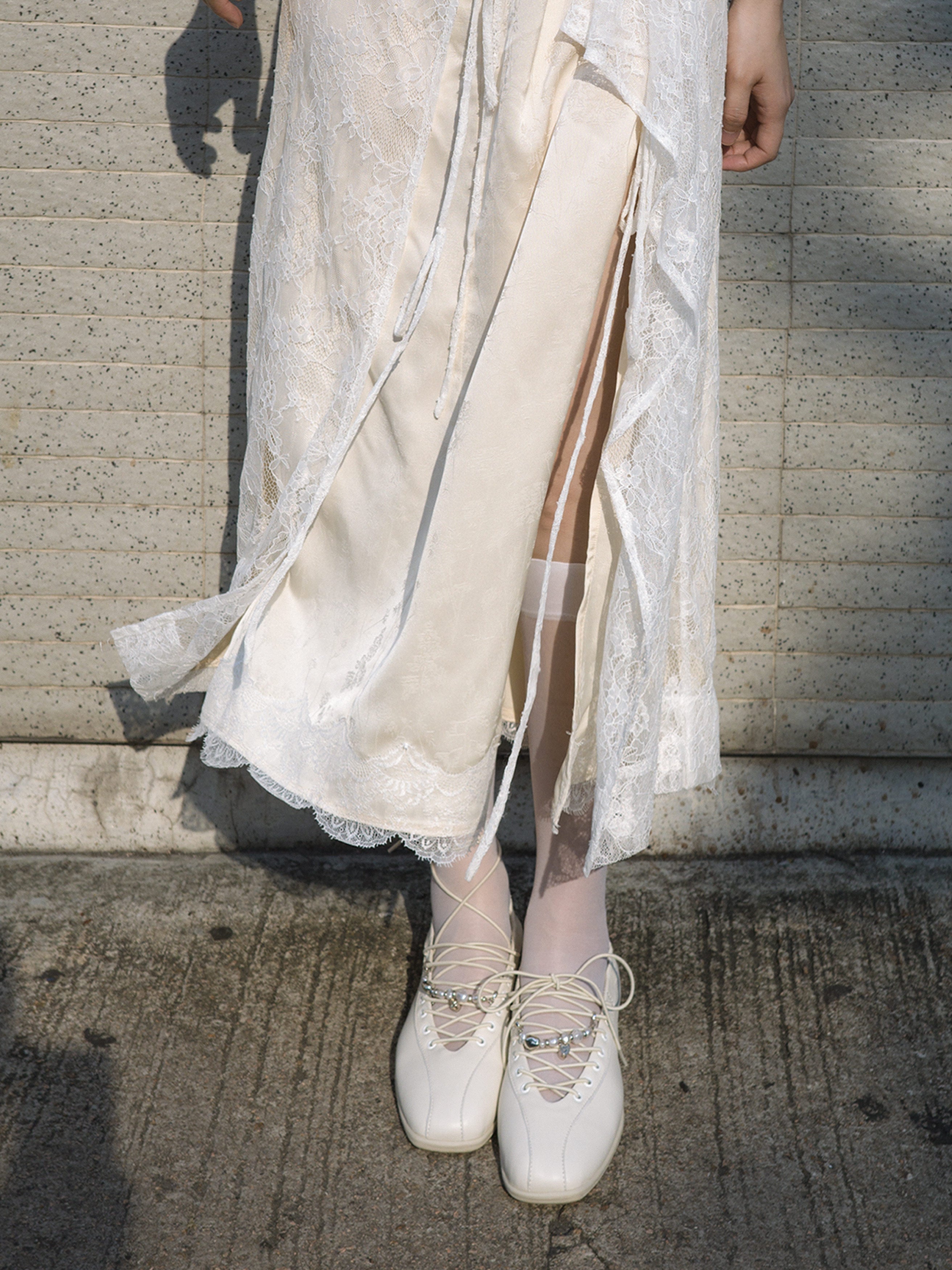 athenaeum(m.) x LEATHER LAB|| Nina ❈ Square Toe Lace-Up Leather Sneakerina