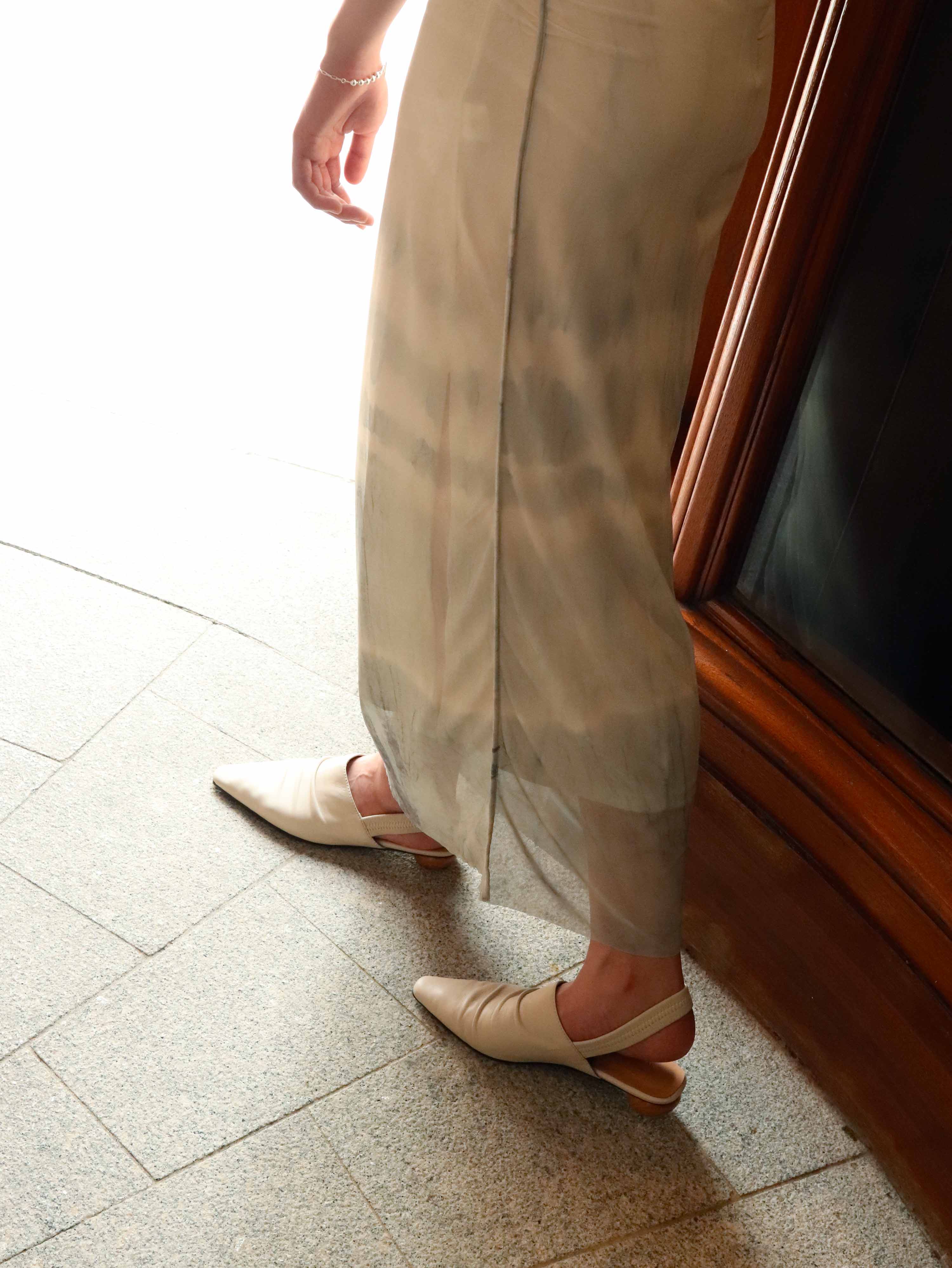 Pointed Wooden Heel Slingback