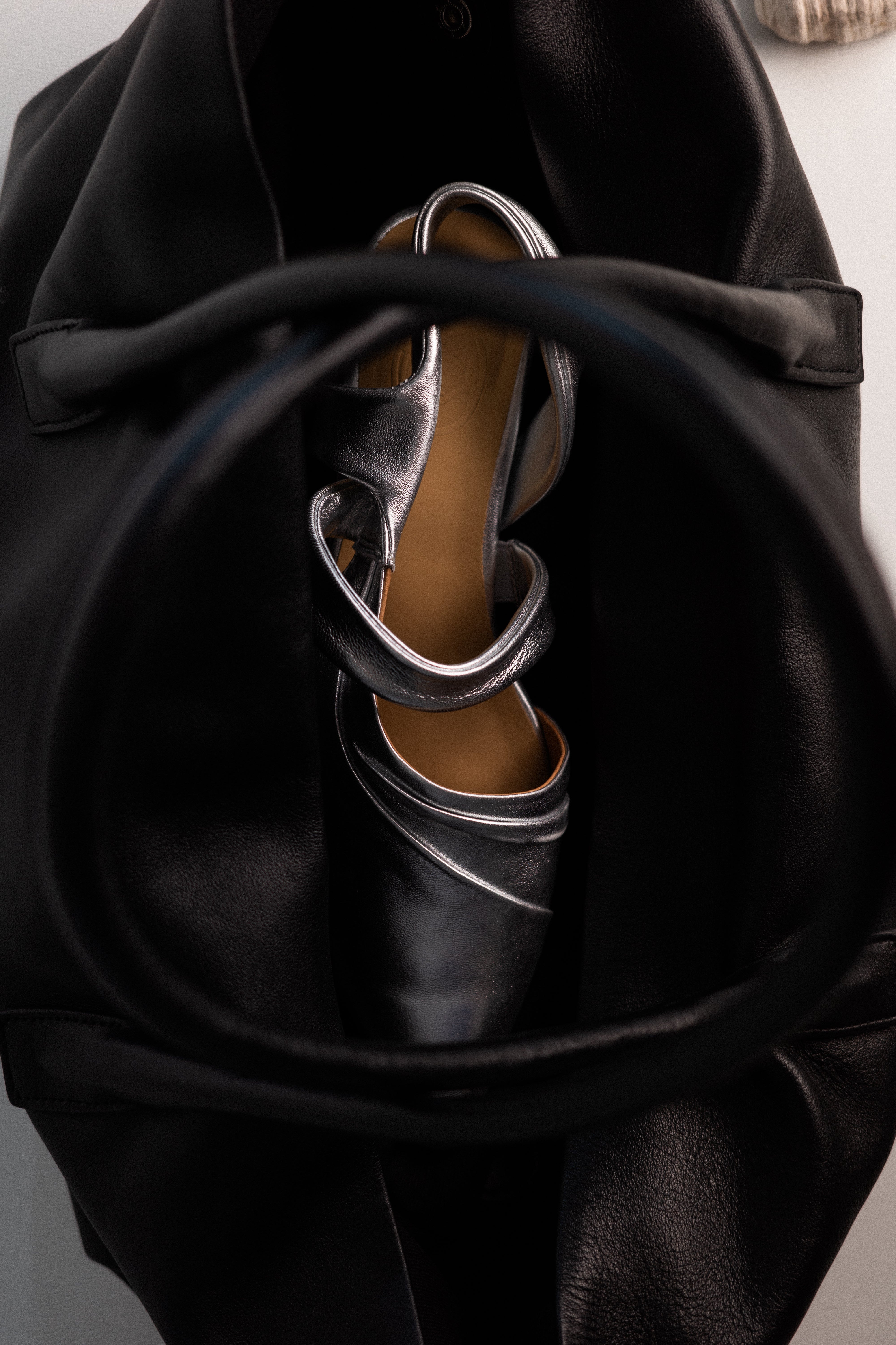 Cleo ◈ Pointed Crepe Draped Marble Heel Slingback