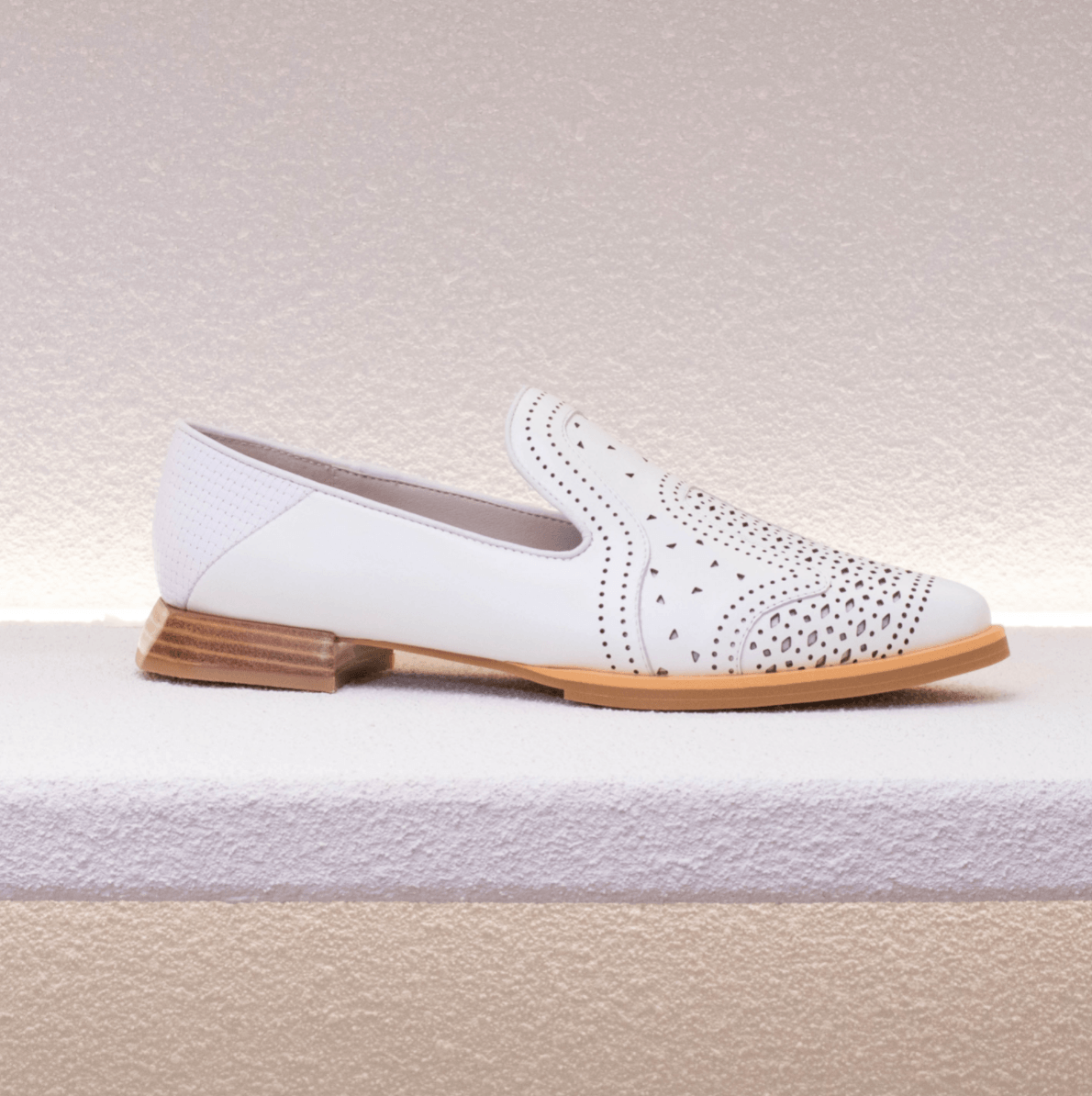 Almond-Toe Laser-Cut Oxfords