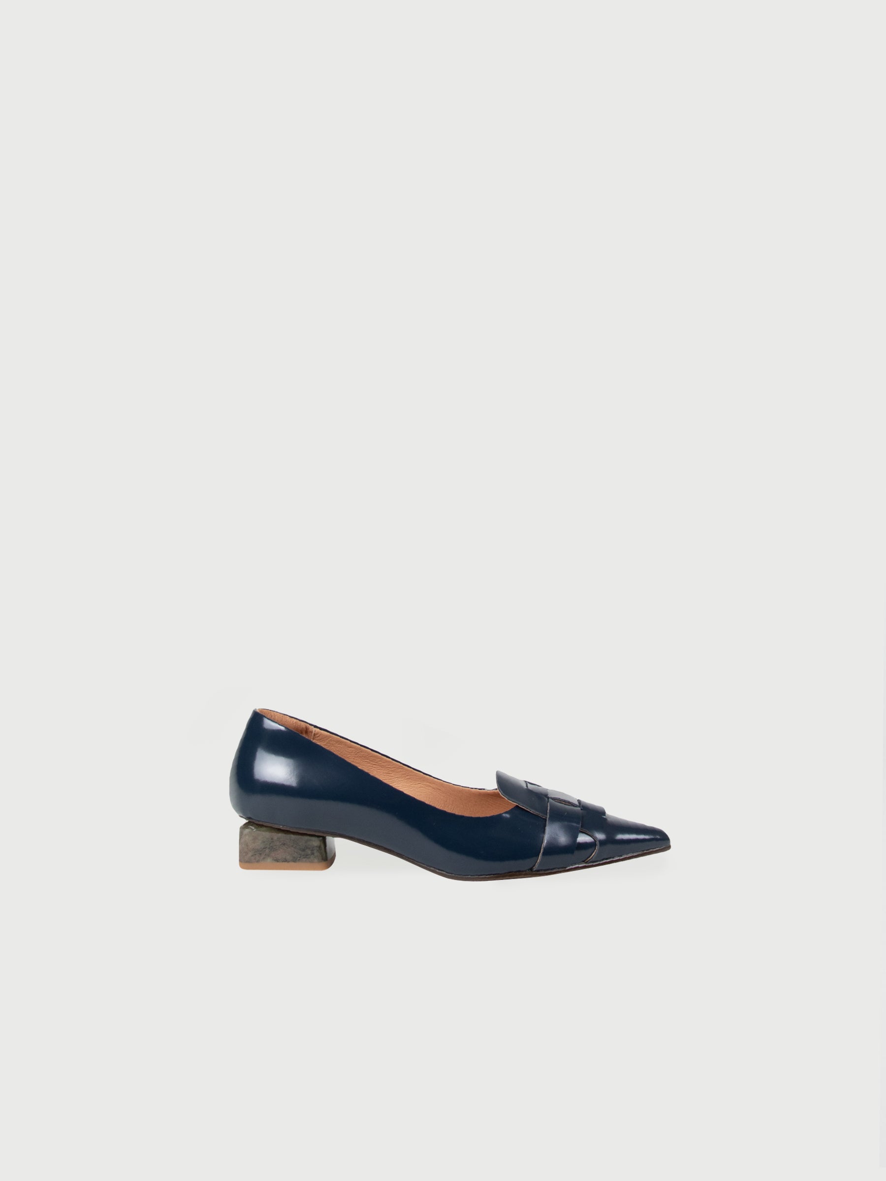 Ava .Pointed Film-Coated Marble Pumps
