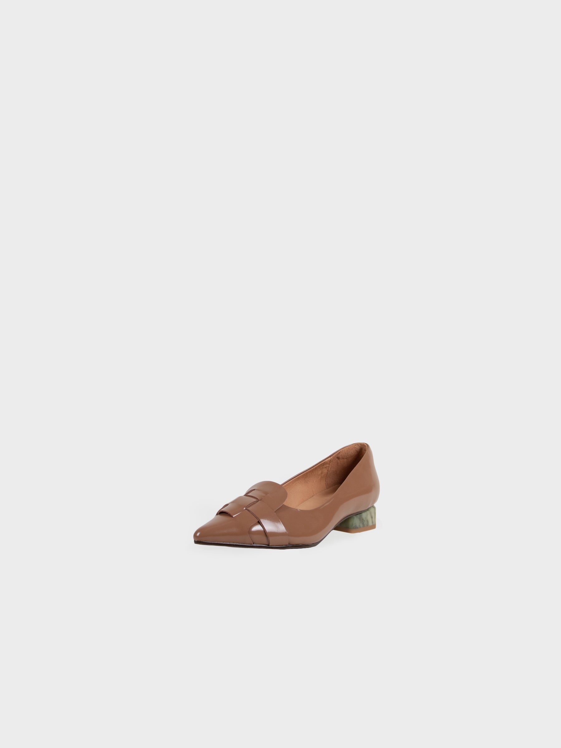 Ava .Pointed Film-Coated Marble Pumps